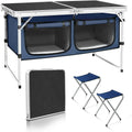 Outdoor Folding Table Aluminum Lightweight Height Adjustable with Storage Organizer