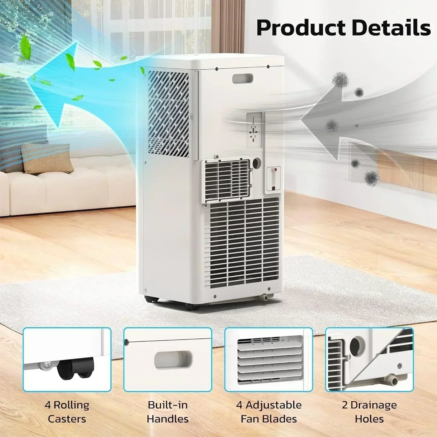 ZAFRO 8,000 BTU Portable Air Conditioners 4 Modes Portable AC Unit with Fast Cooling