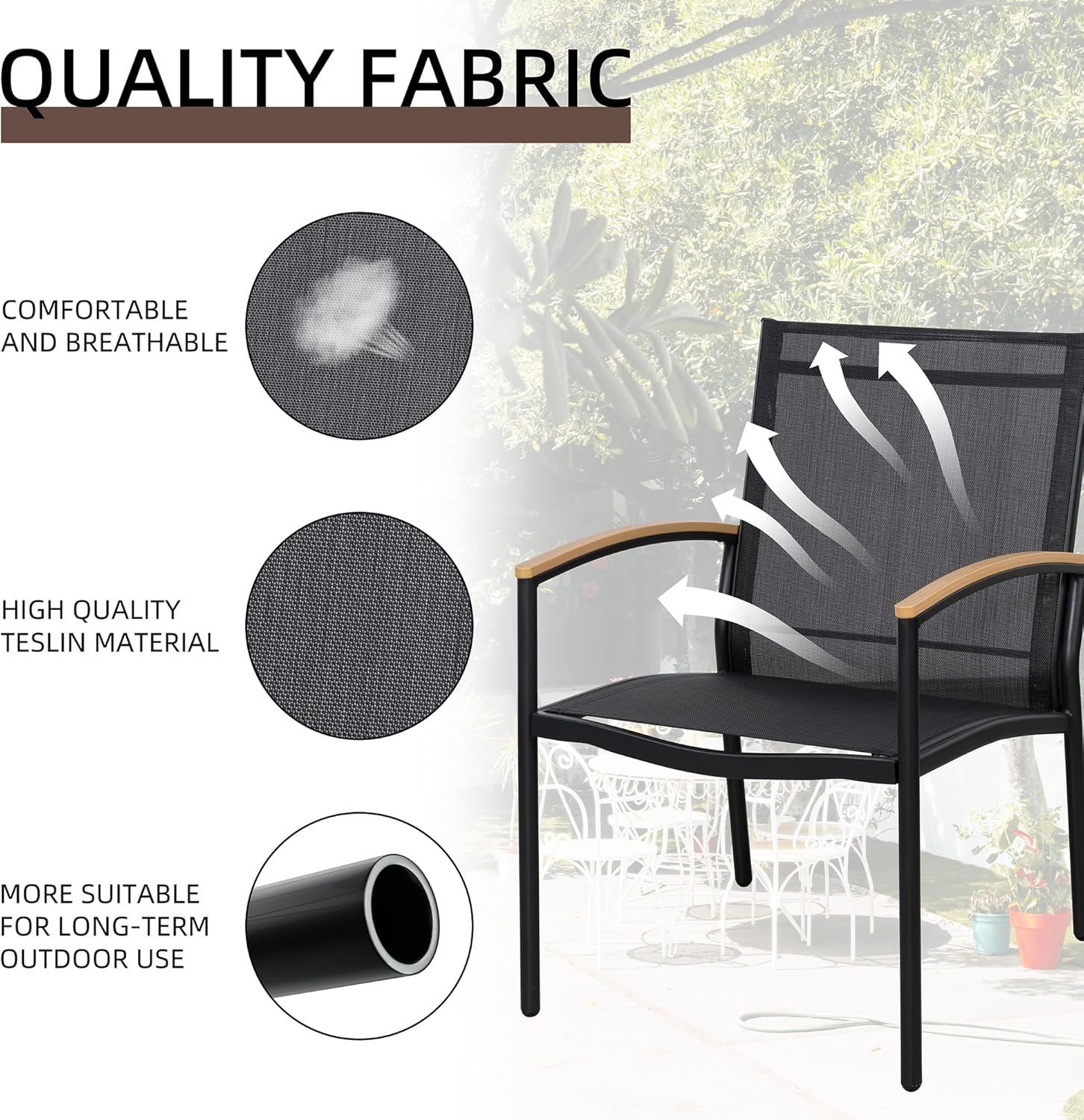 Shintenchi 3 Pieces Patio Bistro Sets Outdoor Textilene Fabric Conversation Bistro Set