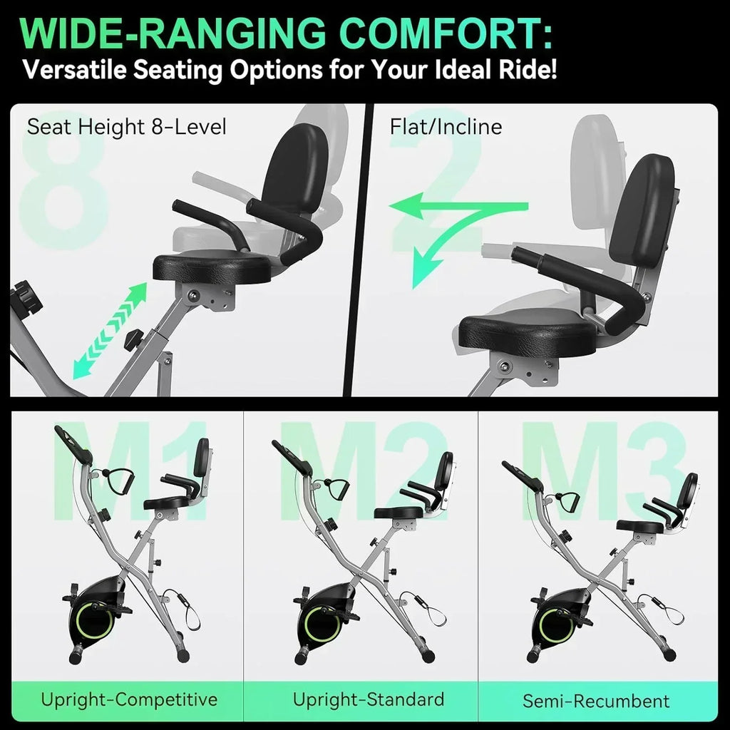 Foldable Exercise Bike Stationary Bikes  5 IN 1 Indoor Workout Cycling Bike Quiet Magnetic Resistance