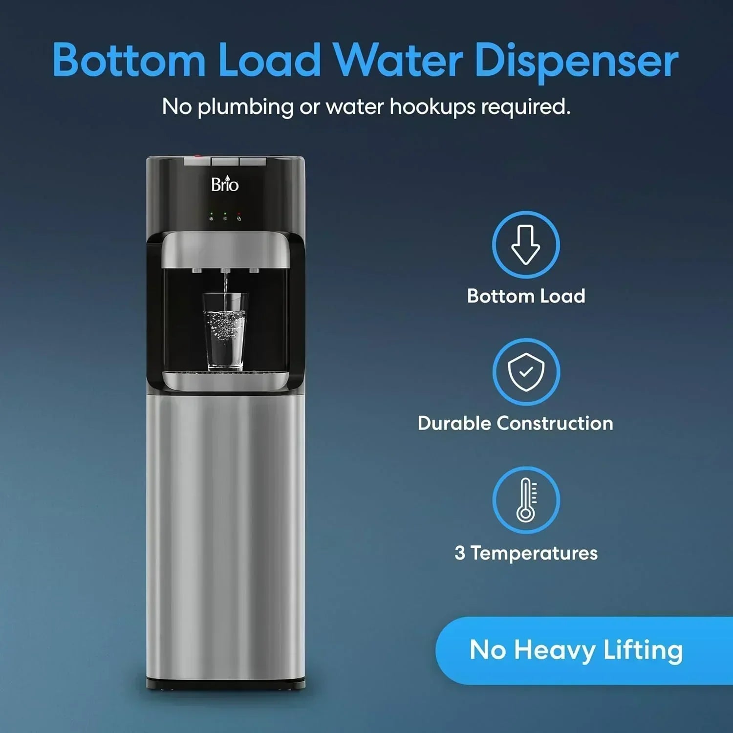 Bottom Loading Water Cooler Dispenser for 5 Gallon Bottles 3 Temperatures with Hot Room Cold Spouts