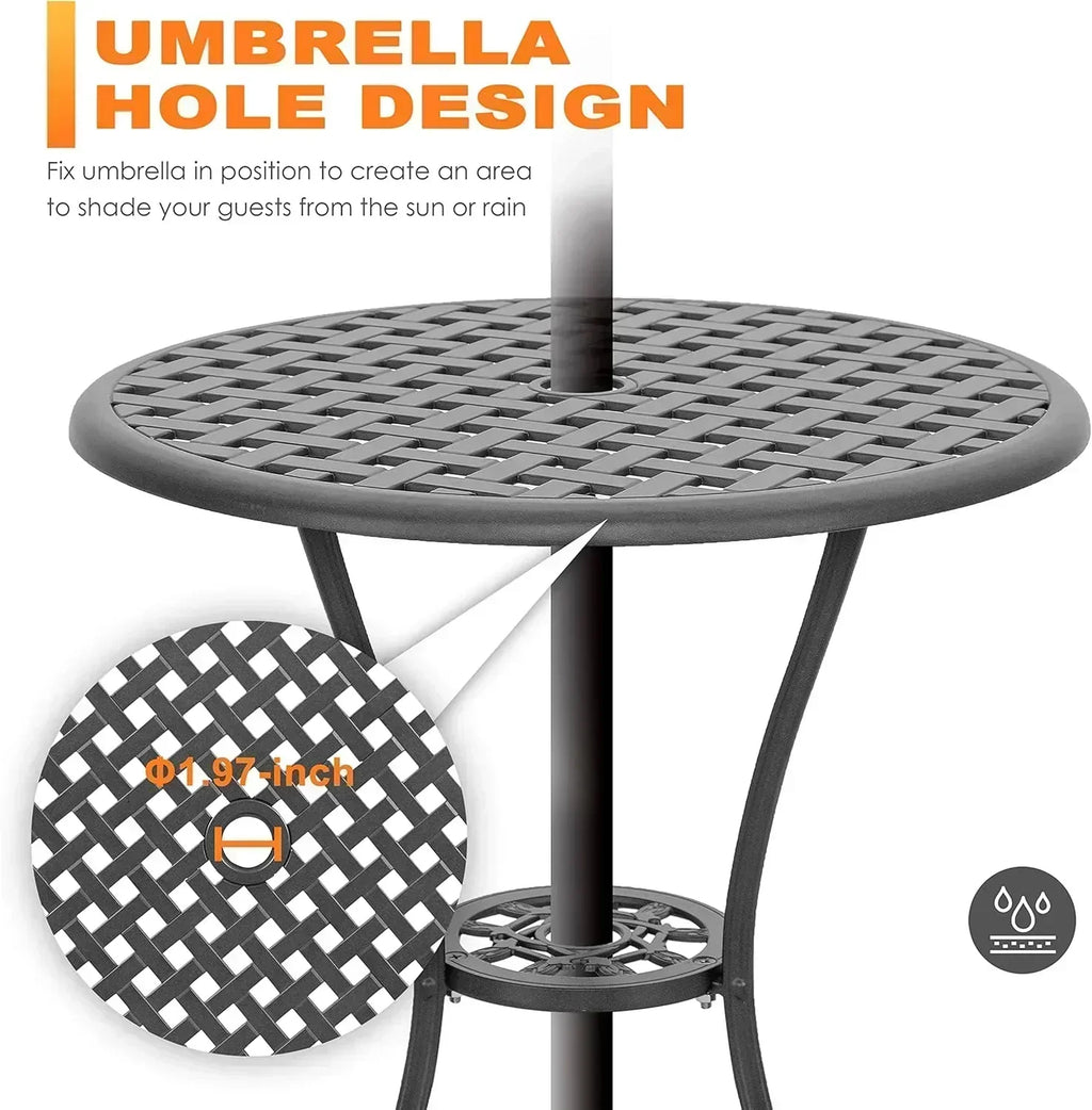 NUU GARDEN Bistro Set 3 Piece Outdoor Cast Aluminum Patio Bistro Set Patio Table Chairs Set of 2
