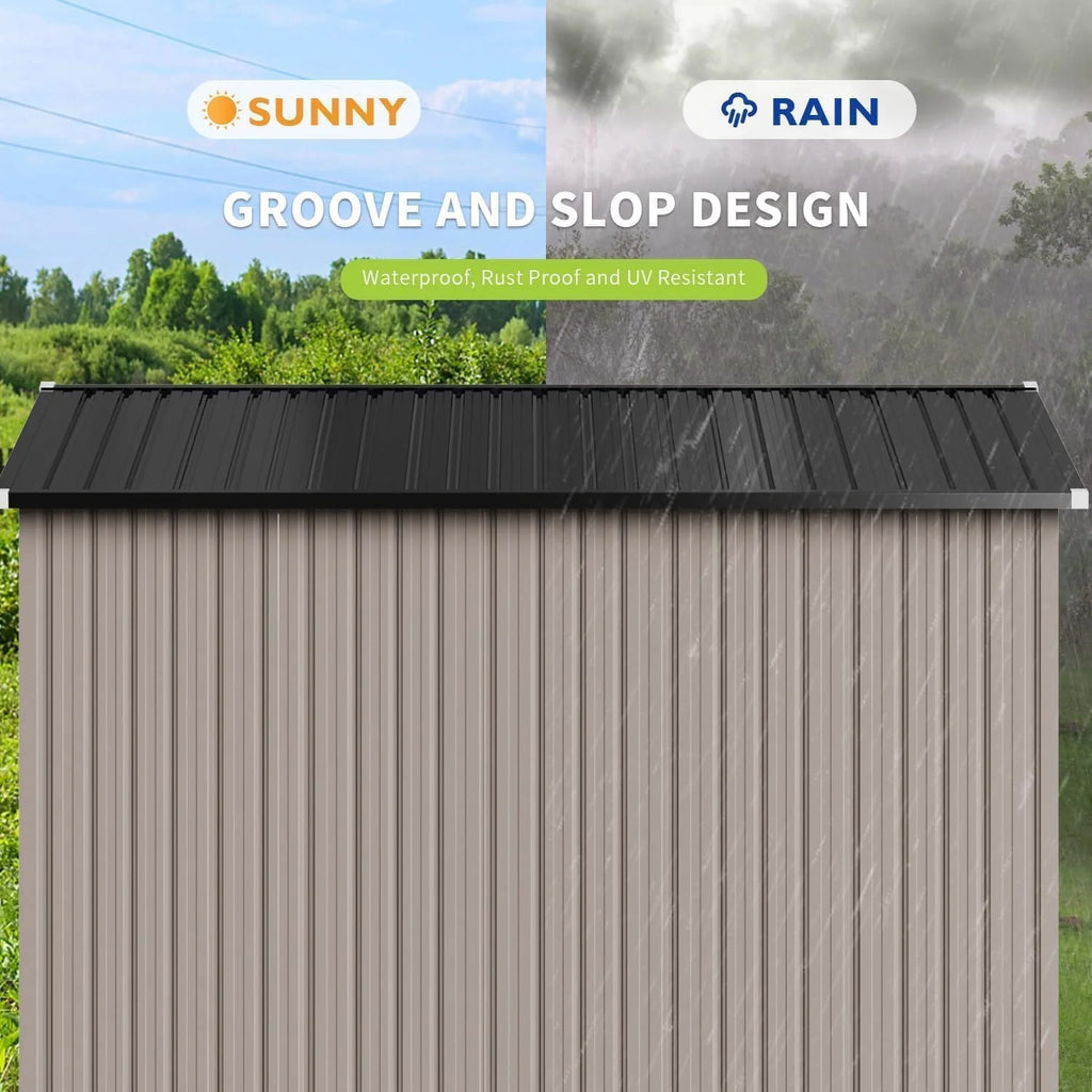 Aoxun 6.2x4 FT Shed Outdoor Storage Shed Metal Garden Shed Slooping Roof Tool Shed Bike Shed