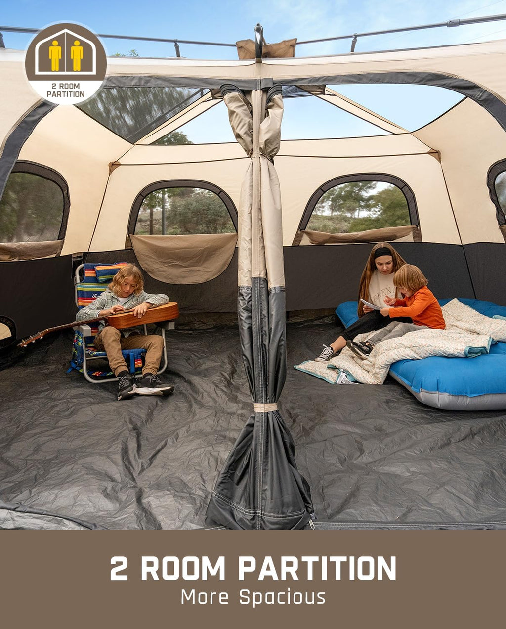 Portable camping tent for 4/6/8/10 people with instant cabin and rainproof and windproof