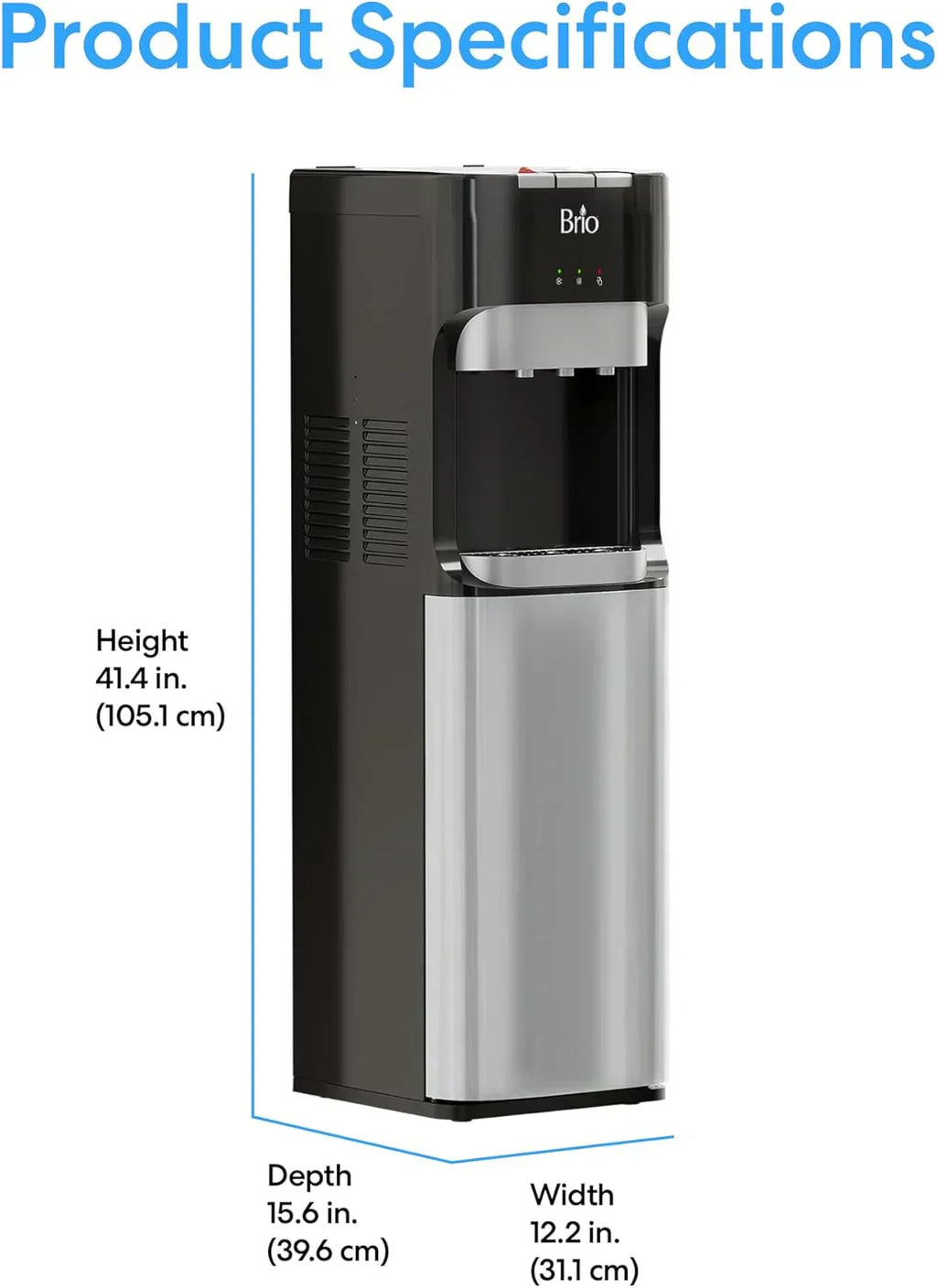 Bottom Loading Water Cooler Dispenser for 5 Gallon Bottles 3 Temperatures with Hot Room Cold Spouts