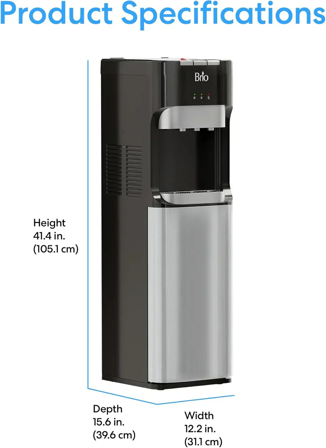 Bottom Loading Water Cooler Dispenser for 5 Gallon Bottles 3 Temperatures with Hot Room Cold Spouts