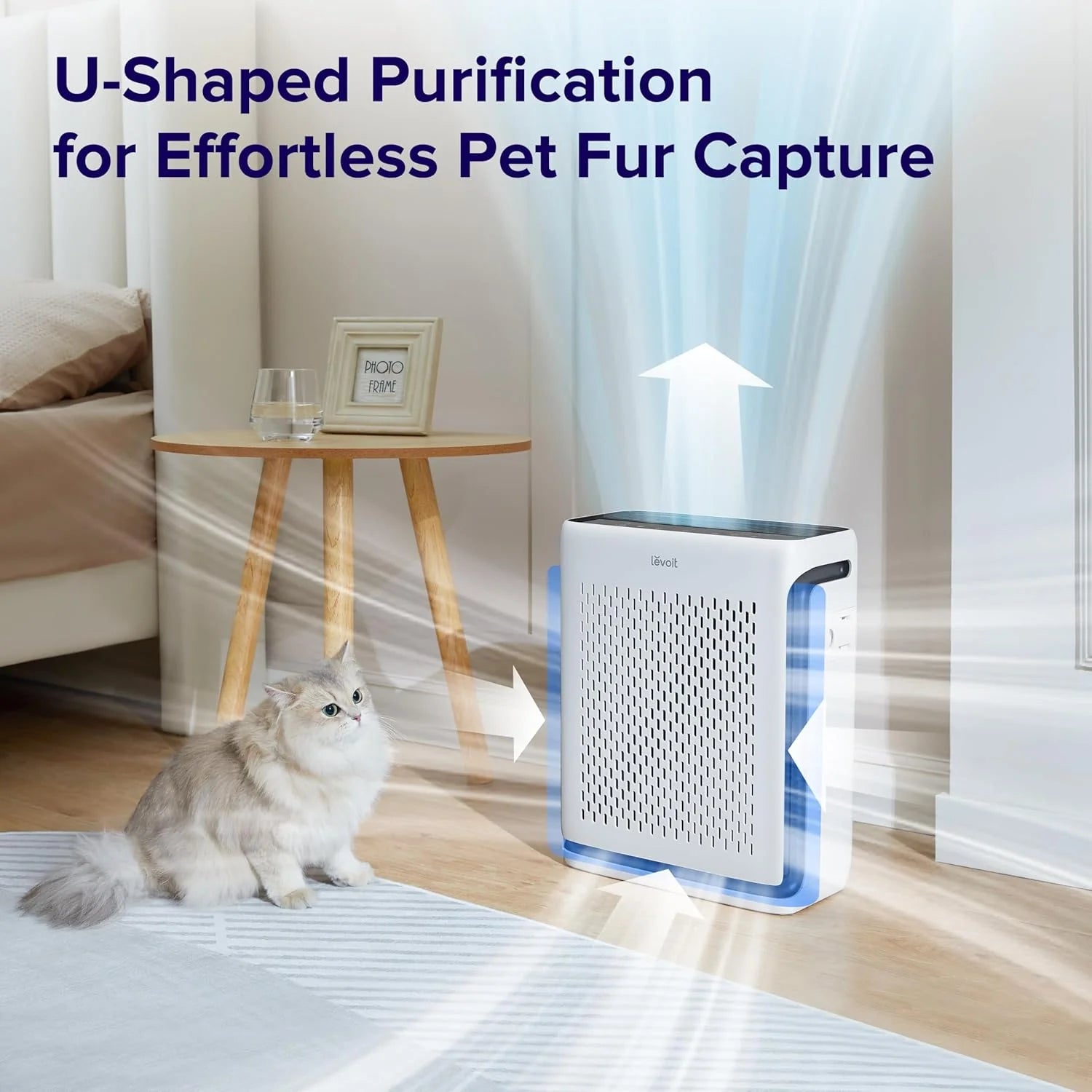 Large-room air purifier for home use with air quality monitor, washable pre-filter, and pet-friendly