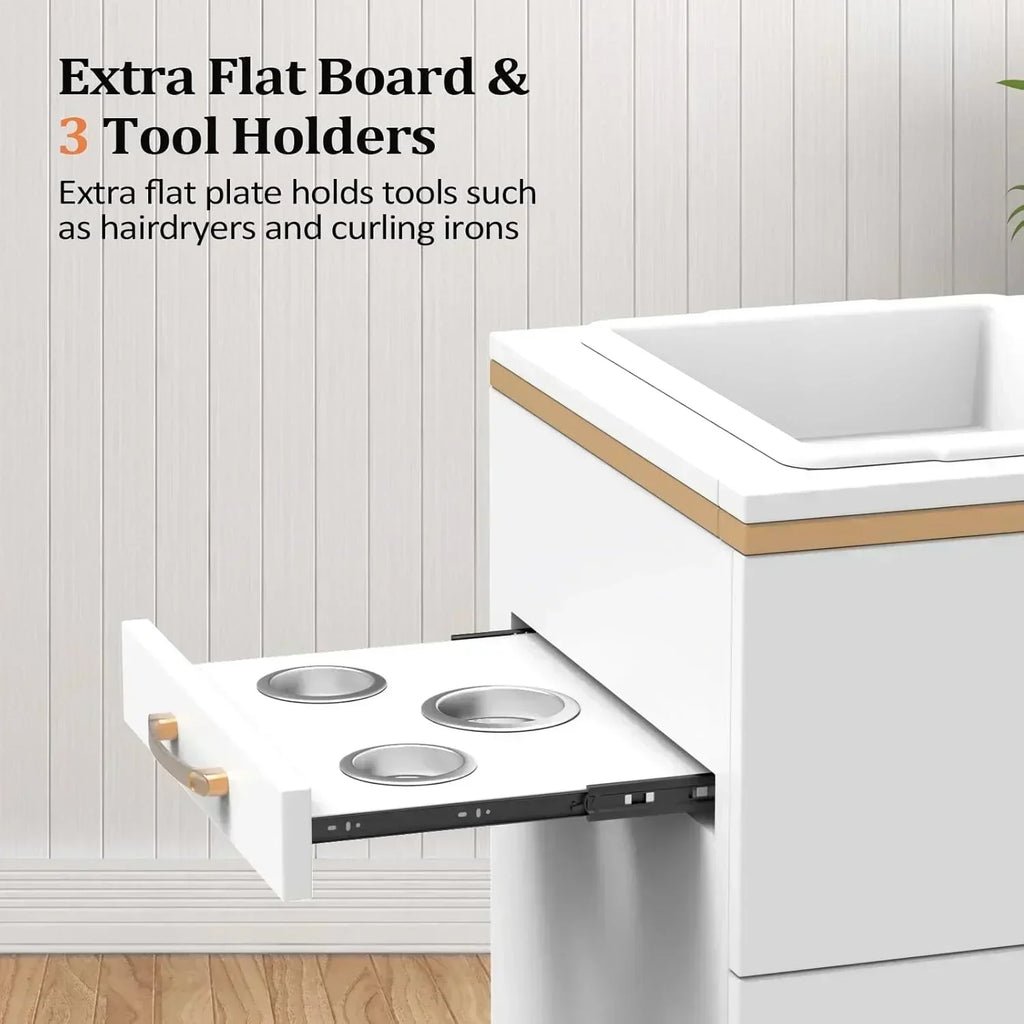 OmySalon Salon Storage Station Barber Stations Beauty Salon Spa Equipment with 3 Drawers
