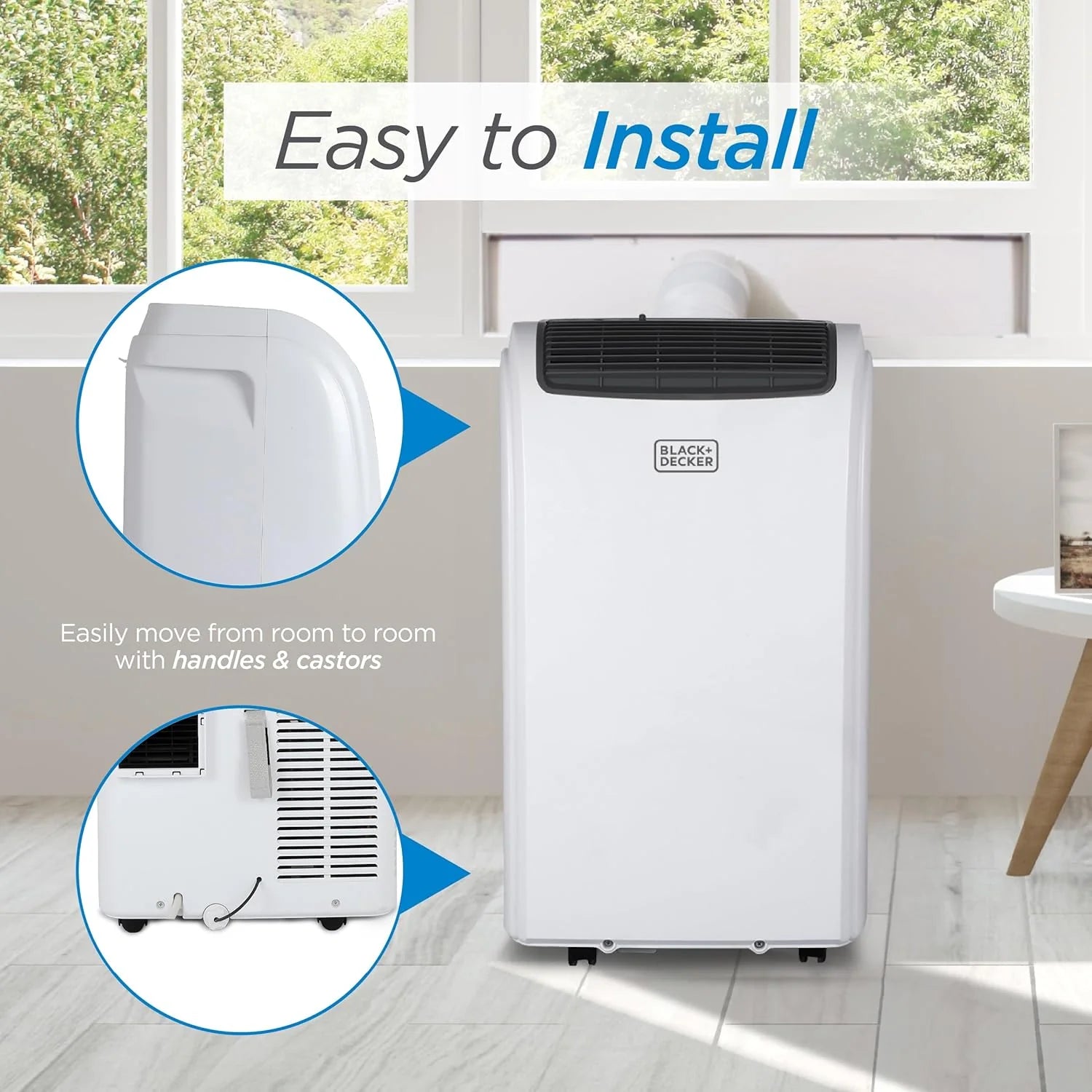 BLACK+DECKER 10,000 BTU Portable Air Conditioner for Rooms up to 450 Sq. with Remote Control, White
