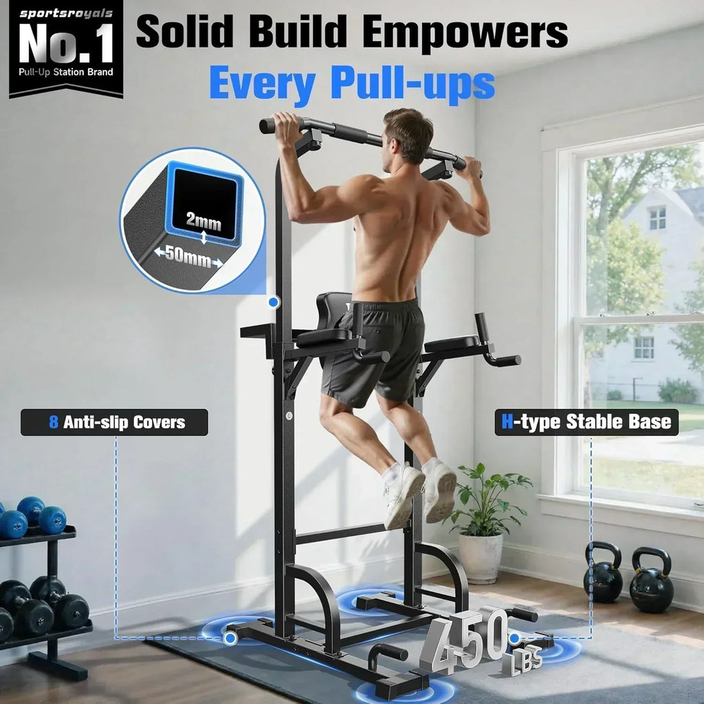 Sportsroyals Power Tower Pull Up Bar Station 450 lbs stable suspended immersion tilt station