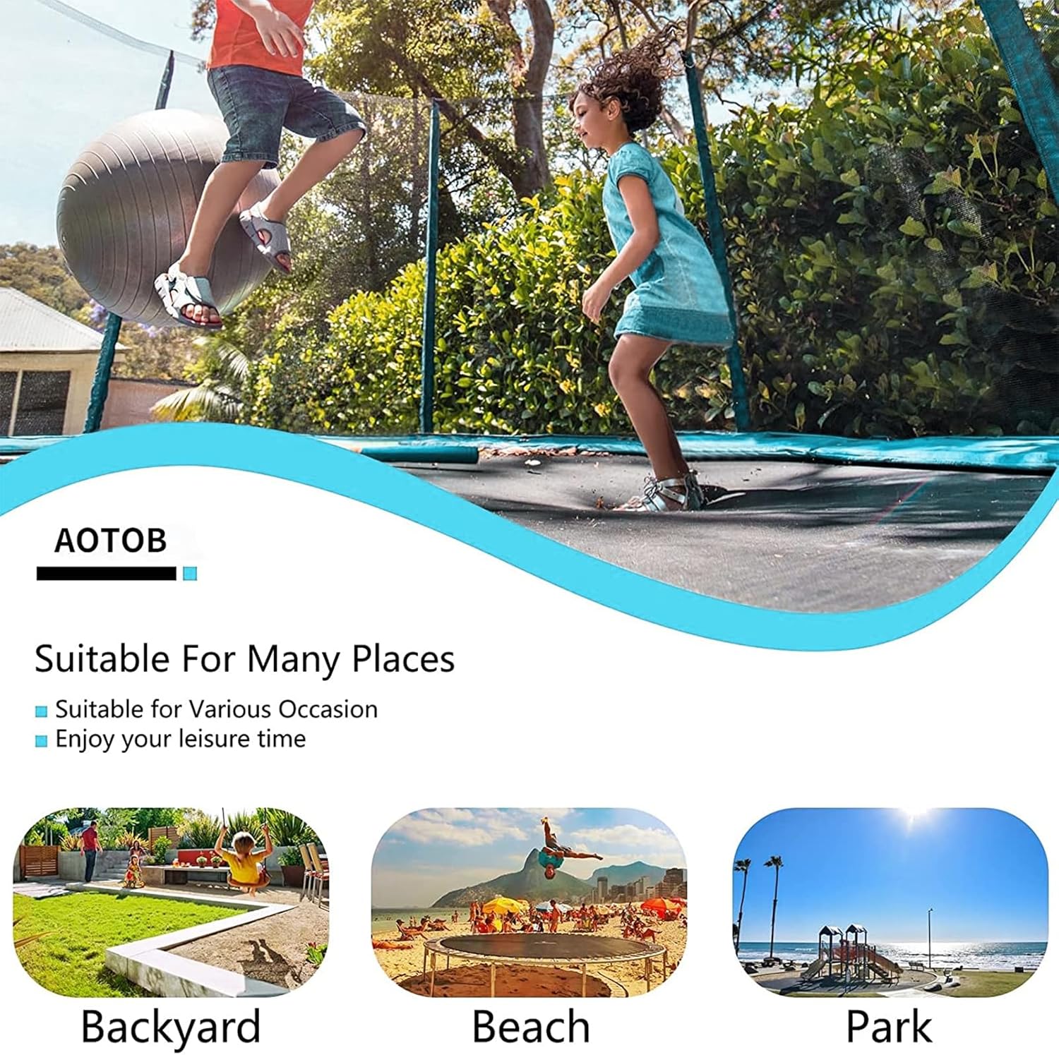AOTOB 8FT 10FT 12FT 14 FT 15FT Trampoline with Safety Enclosure Net Outdoor Trampoline