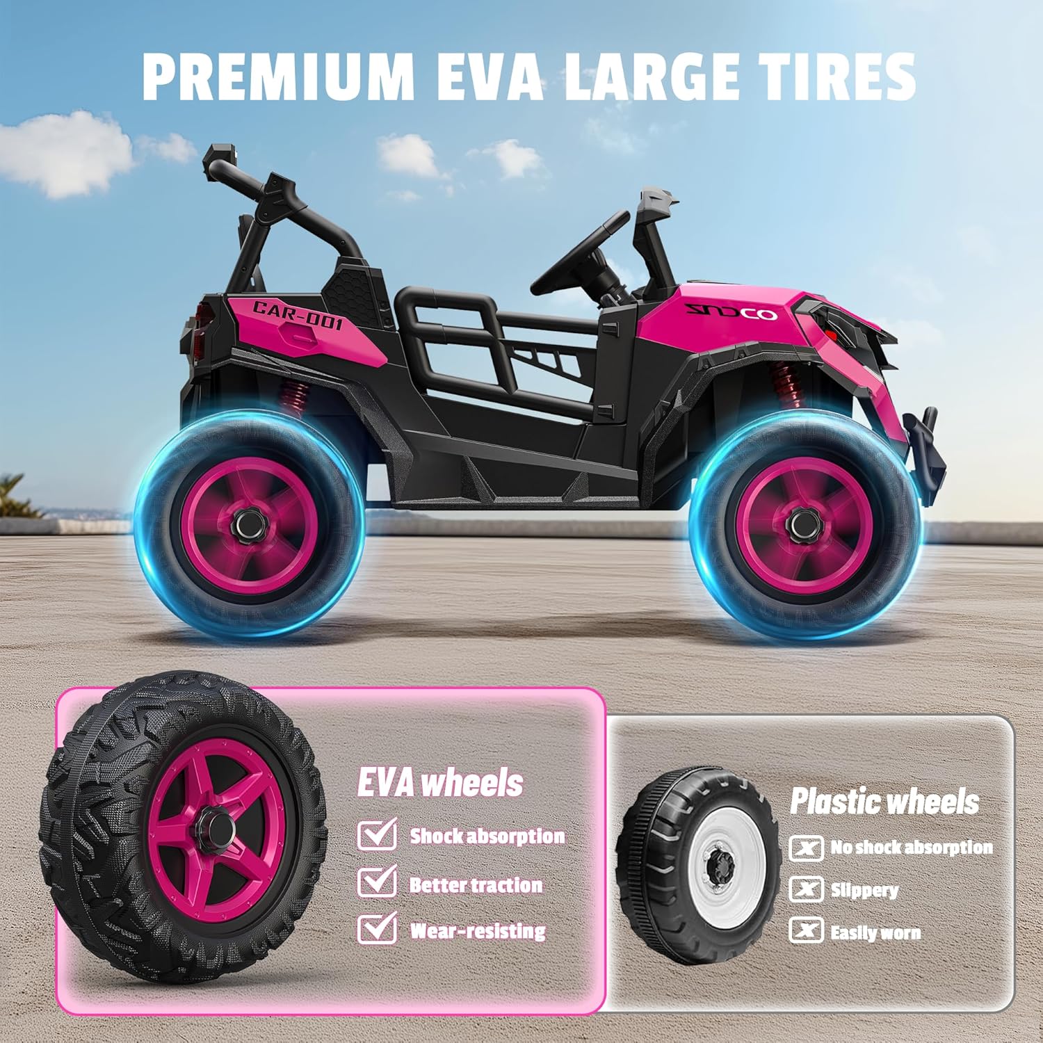 Pink all-terrain car travel electric toy truck
