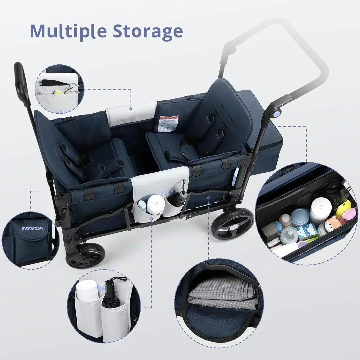 Stroller Wagon for Kids Wagon Stroller Toddlers 2 Seaters All-Terrain Baby Wagon Outdoor