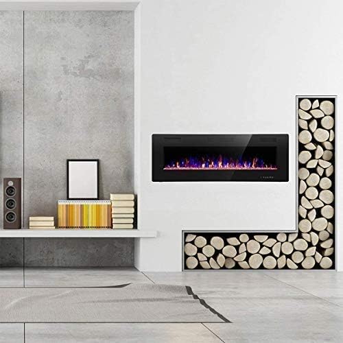 R.W.FLAME 60 Recessed and Wall Mounted Electric Fireplace Low Noise Fit for 2 x 6 Stud
