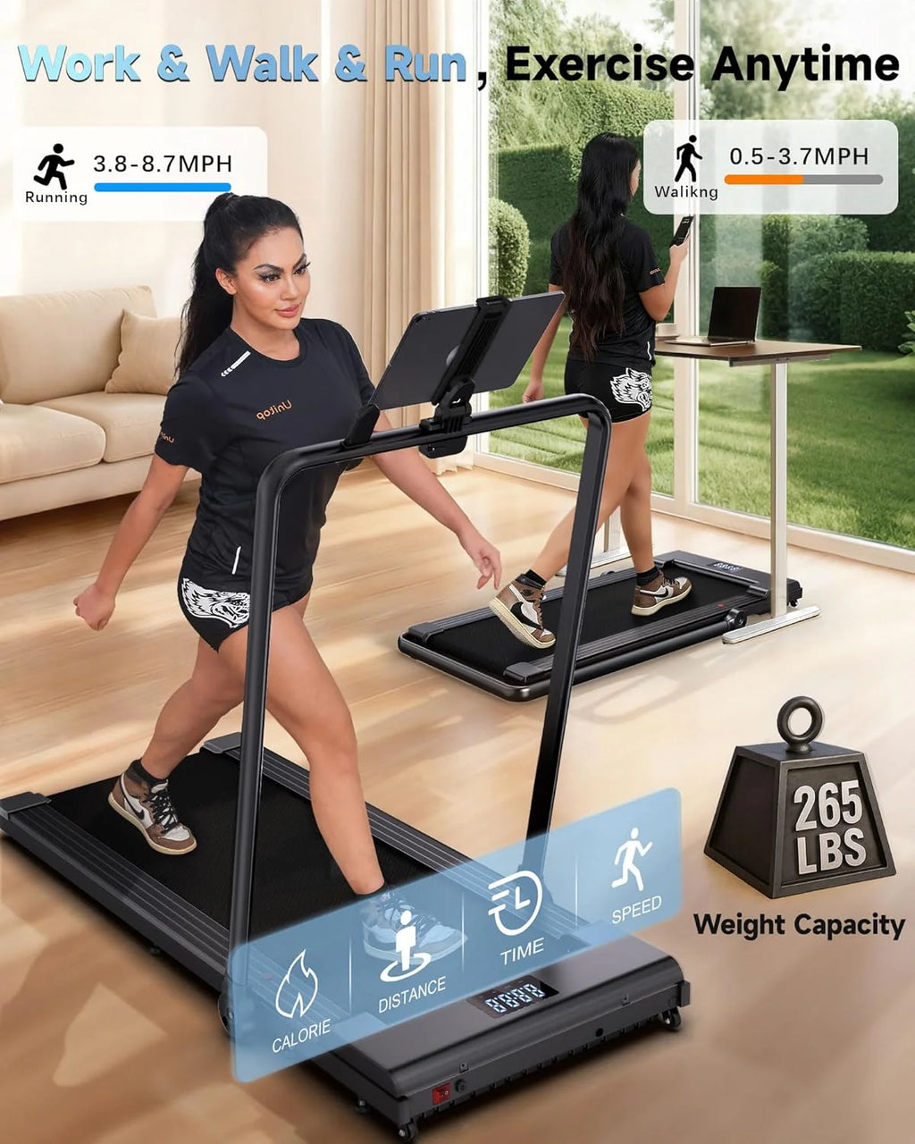 PulseDrive 8.7 MPH Walking Pad Treadmill Compact Under Desk Treadmill Walking Running Machine