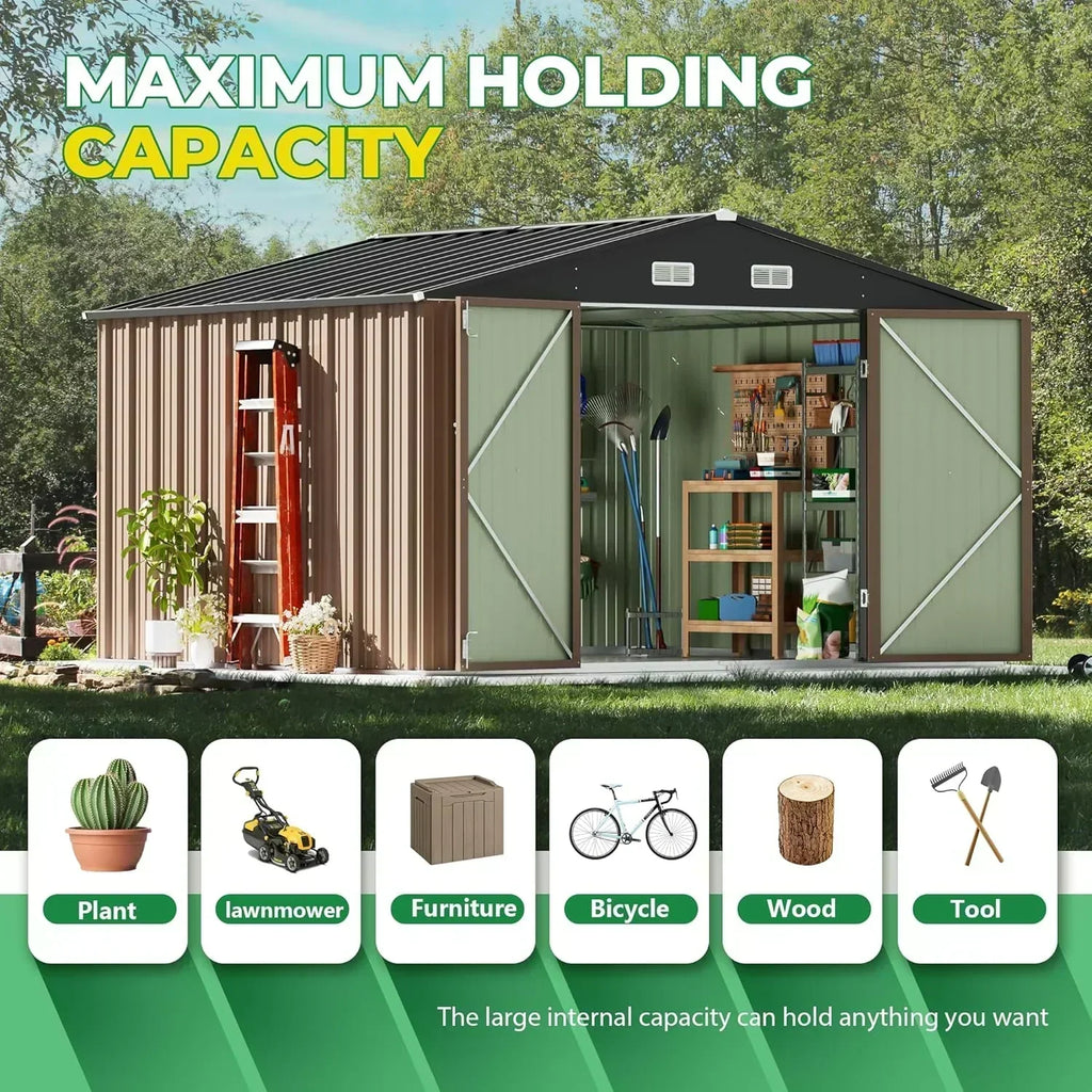 Devoko Outdoor Storage Shed Lockable Metal Garden Shed Steel Anti-Corrosion Storage House