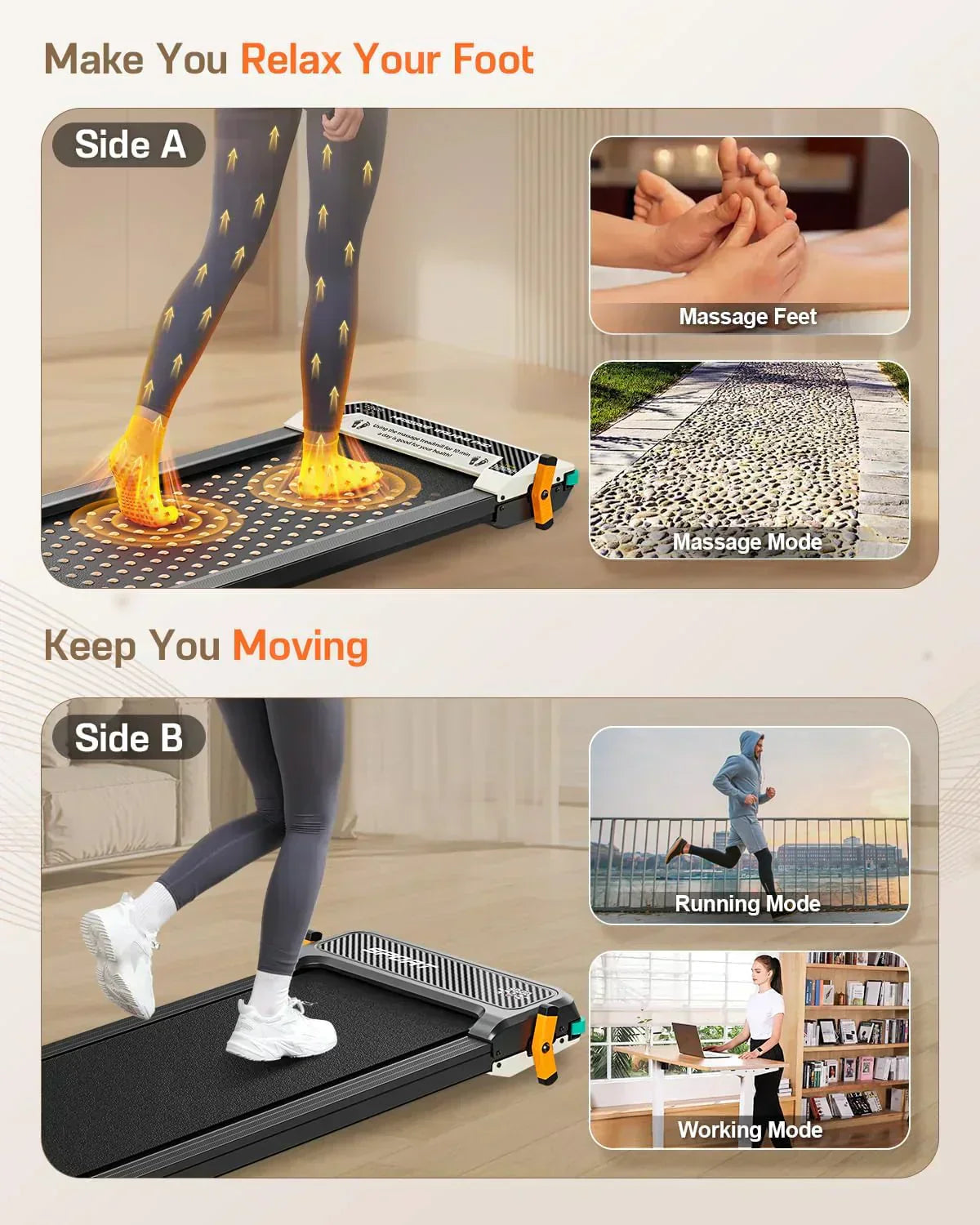 Akluer Inclined Home Treadmill 2.5 HP Small Under-Desk Treadmill Remote Control LED Display