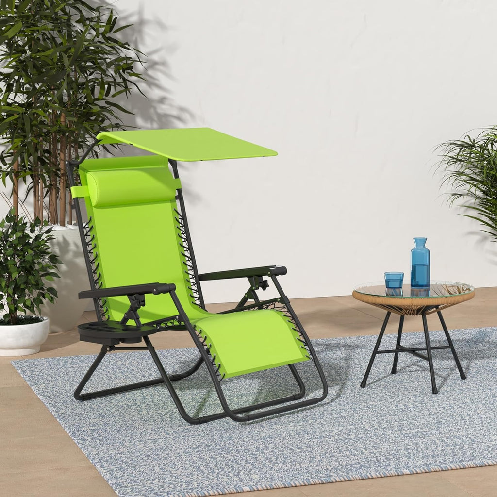 Best Choice Products Folding Zero Gravity Recliner Patio Lounge Chair Adjustable Canopy Shade