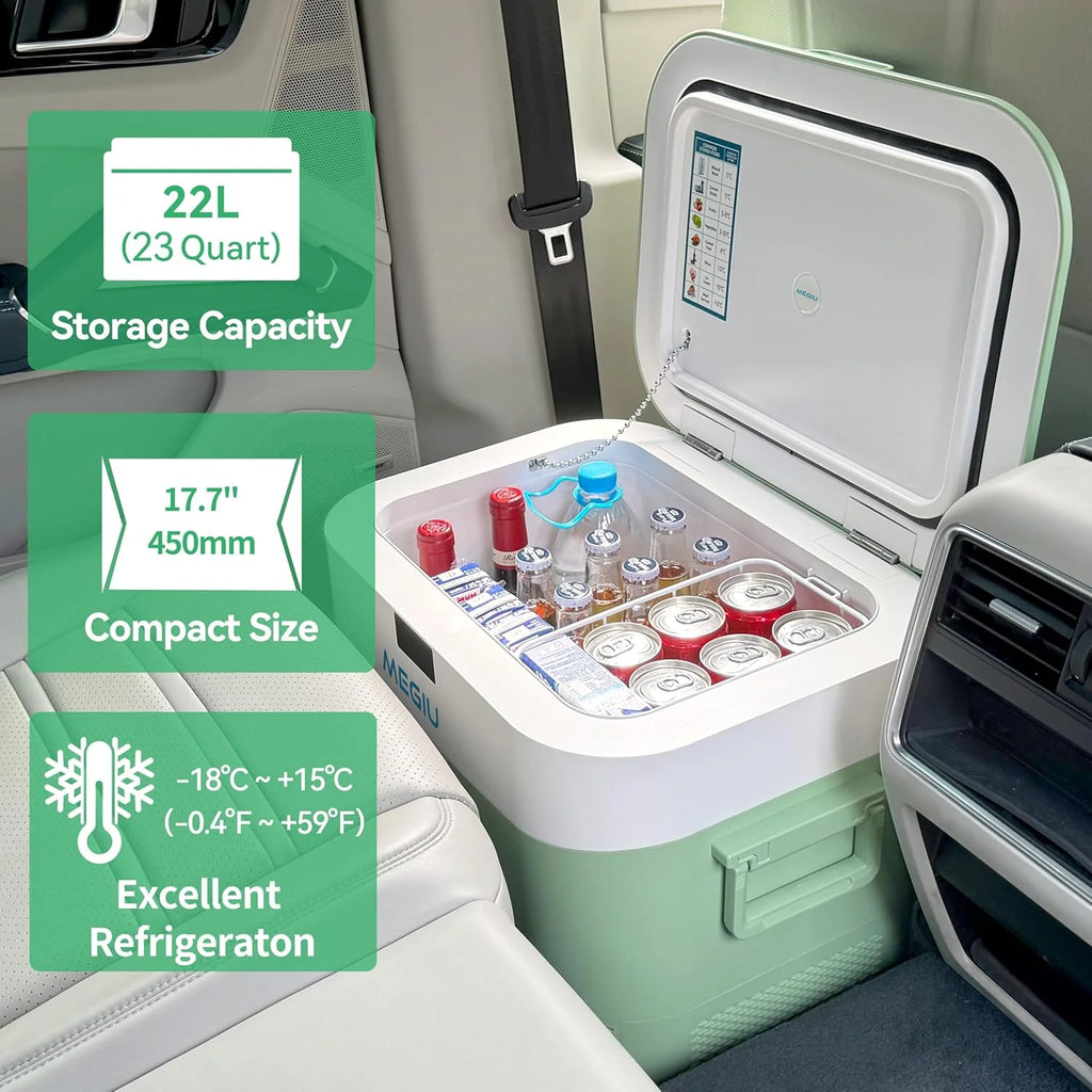 Car Fridge Portable 12 Volt Refrigerator 23 Quart (22 Liter) Freezer Compressor Cooler 12V/24V DC