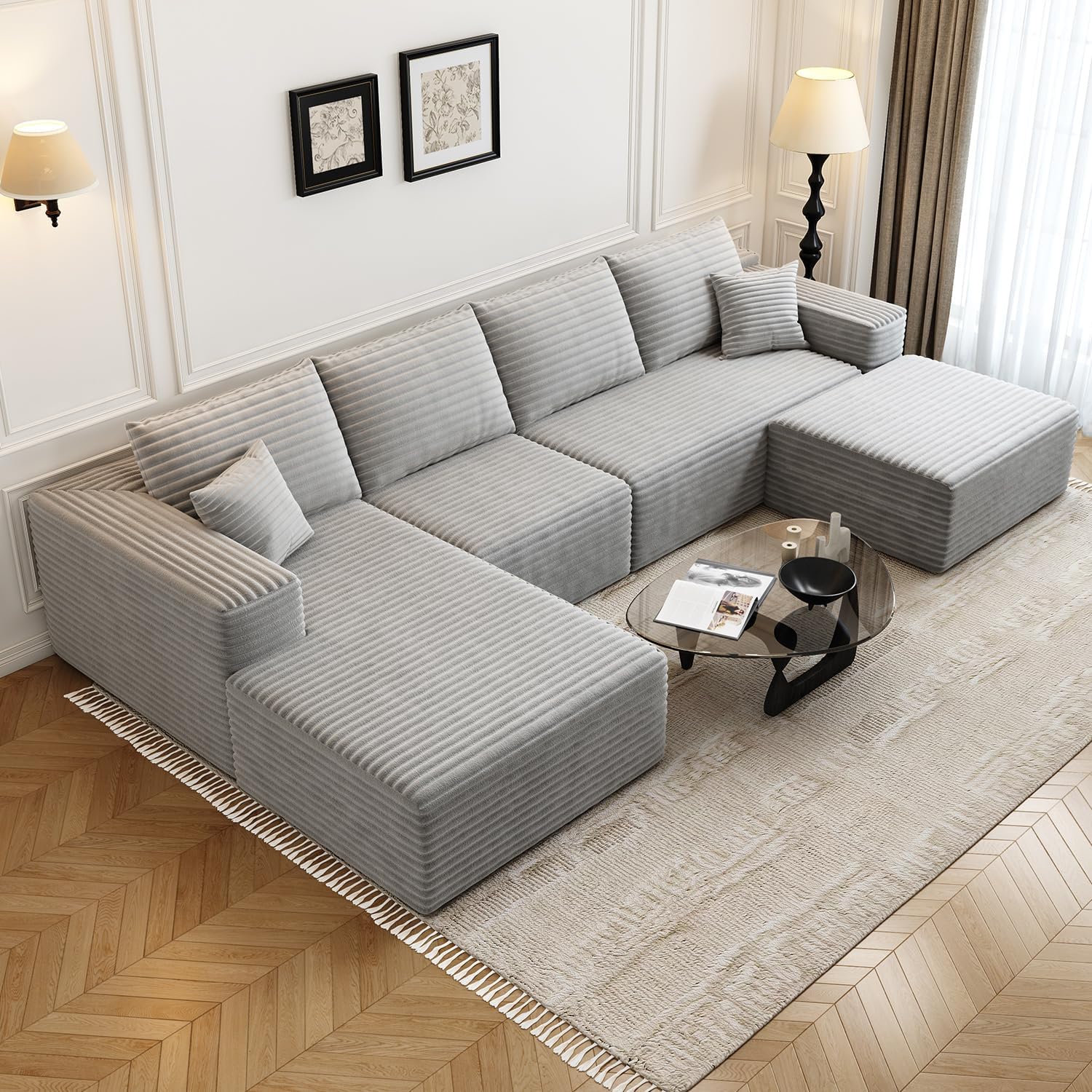 107.5 Cloud Modular Sectional Sofa Couch with L-Shape Chaise,Modern Minimalist Upholstered Couches