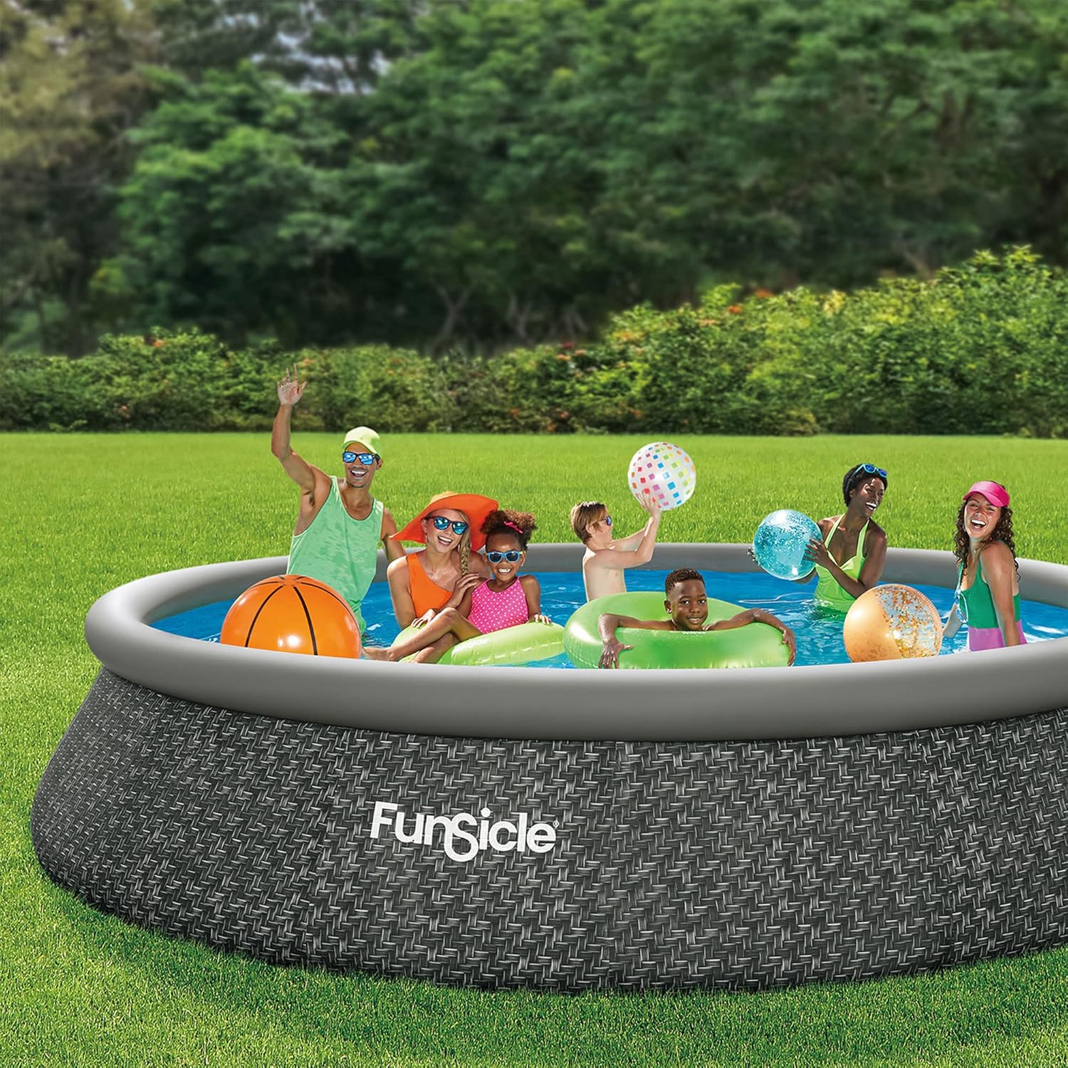 Funsicle 12 Foot by 36 Inch Quickset Round Inflatable Ring Top Outdoor Swimming Pool Set