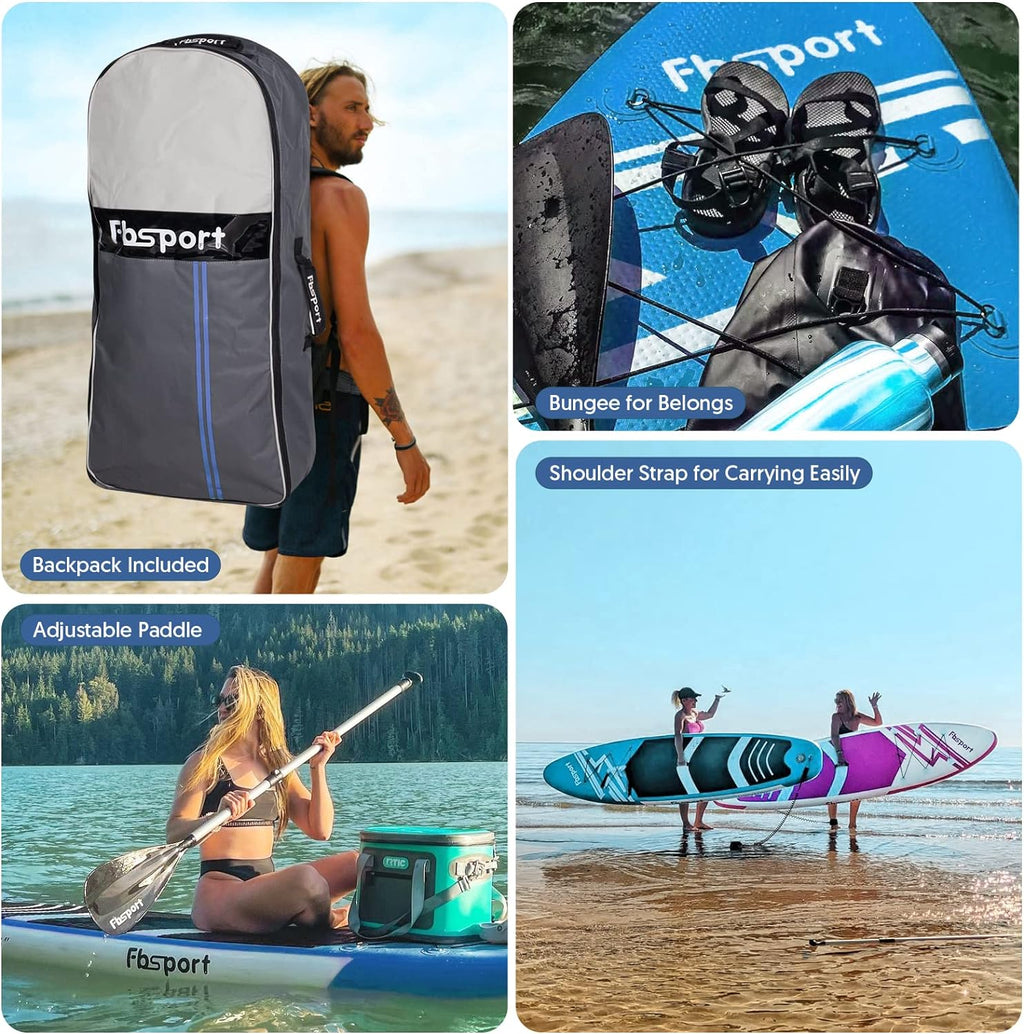 FBSPORT 11' Premium Stand Up Paddle Board Yoga Board with Durable SUP Accessories Carry Bag