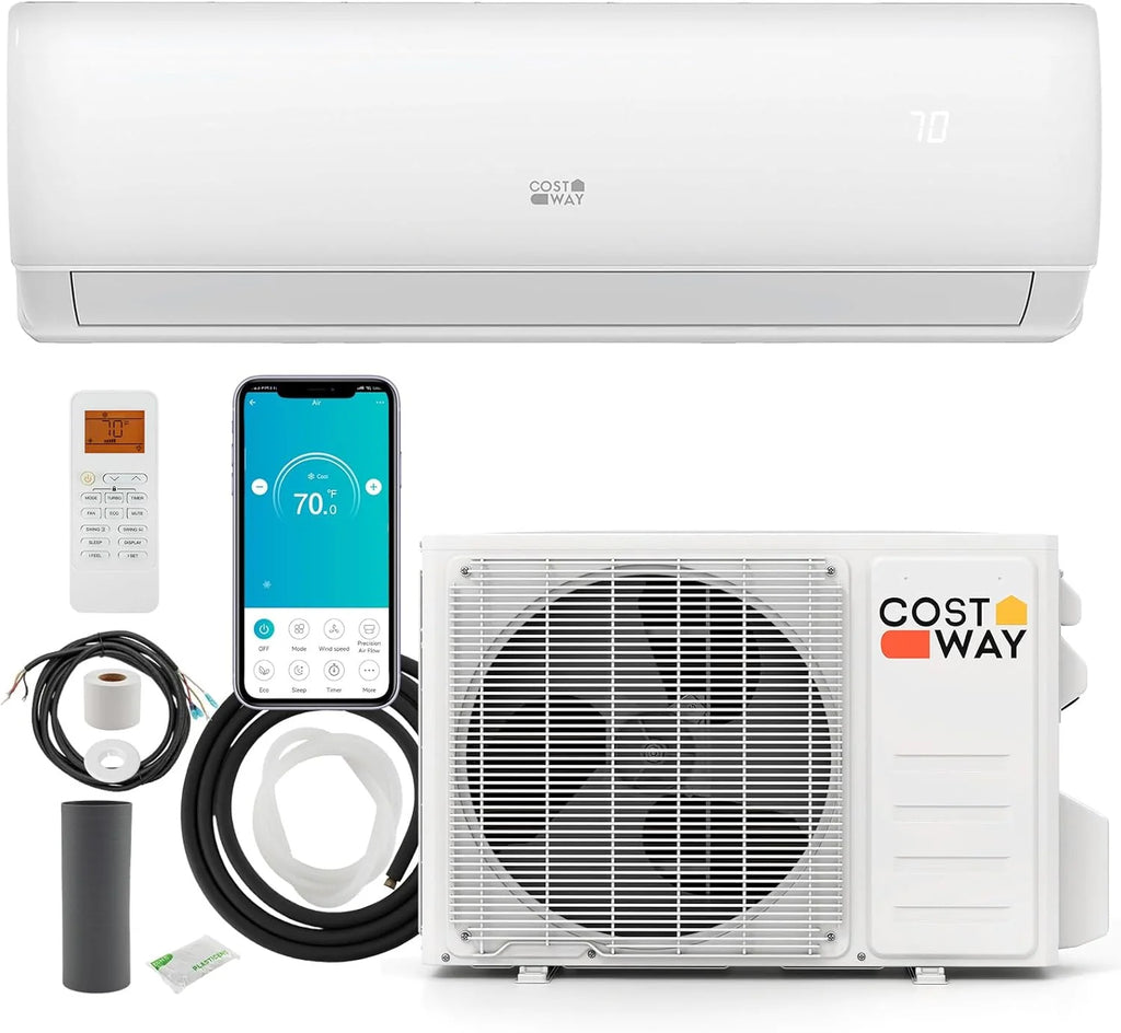 COSTWAY 11500 BTU Mini Split Air Conditioner 115V 17 SEER2 Wifi Enabled Inverter Air Conditioner