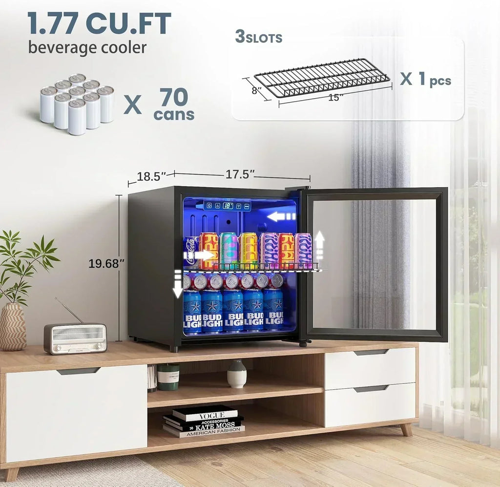 Beverage Refrigerator Cooler-120 Cans Freestanding Mini Fridge Cooler with Glass Door