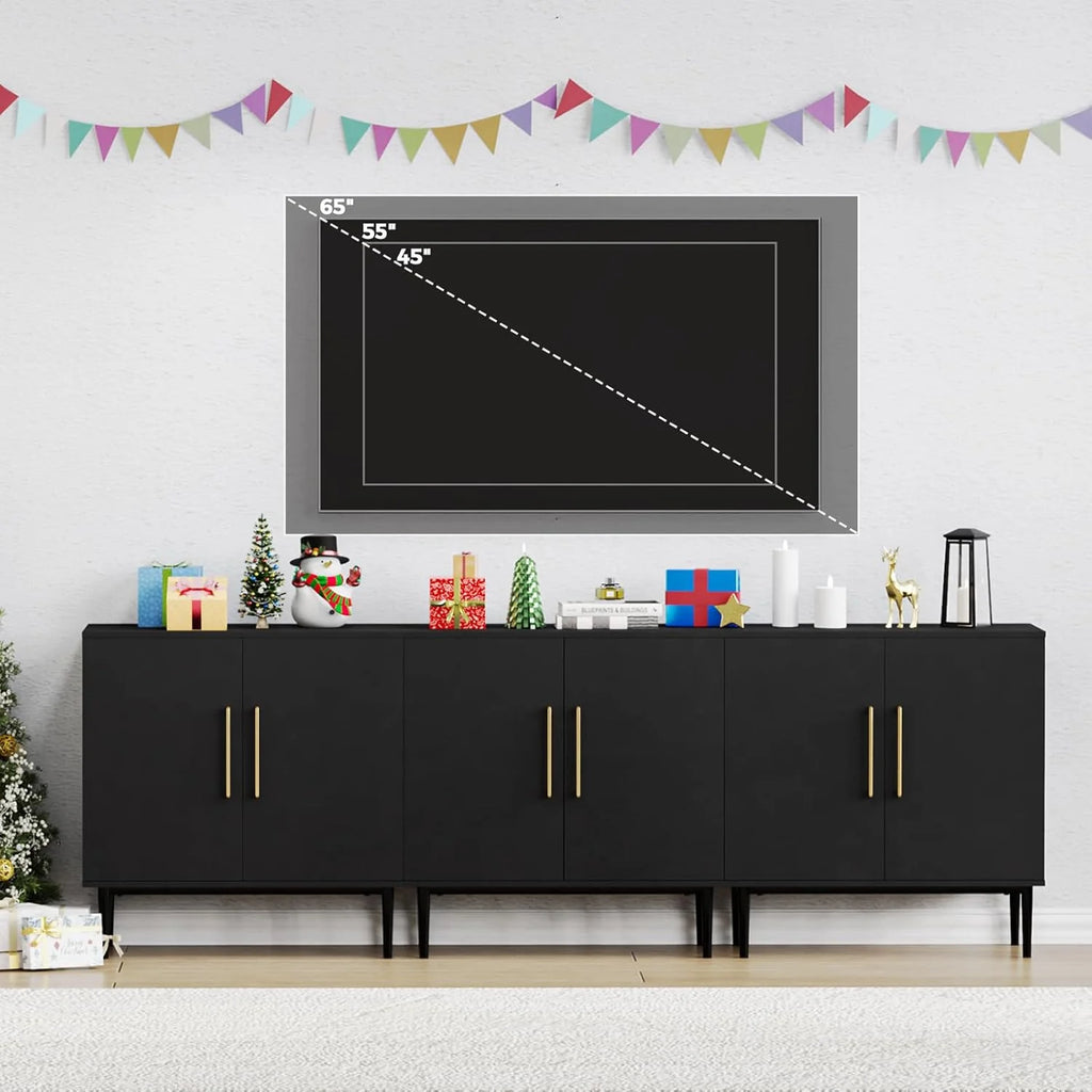 Free Standing Cabinet Black Wood for Living Room, Bedroom, Dining Room, Hallway, Entryway