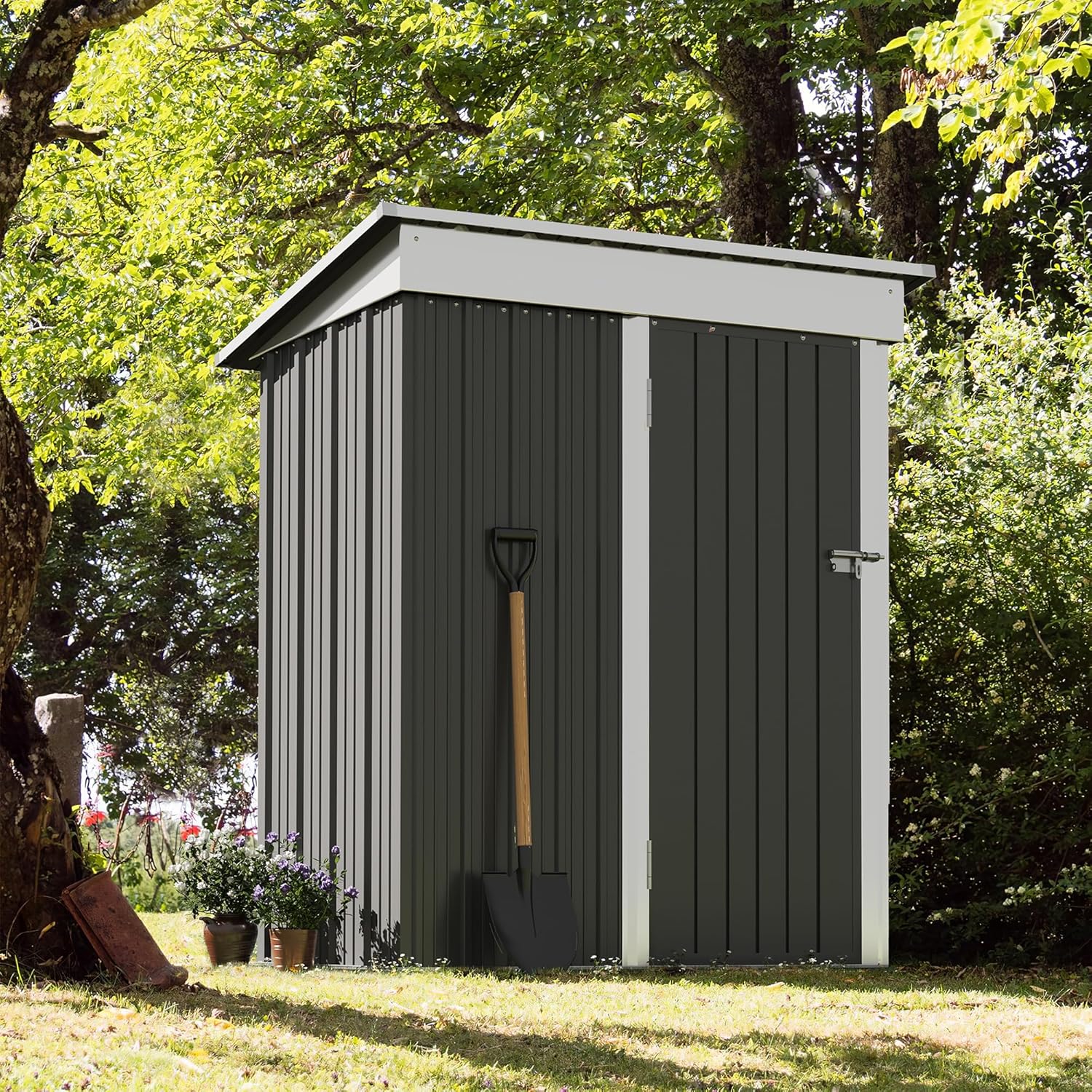 Devoko Outdoor Storage Shed Lockable Metal Garden Shed Steel Anti-Corrosion Storage House