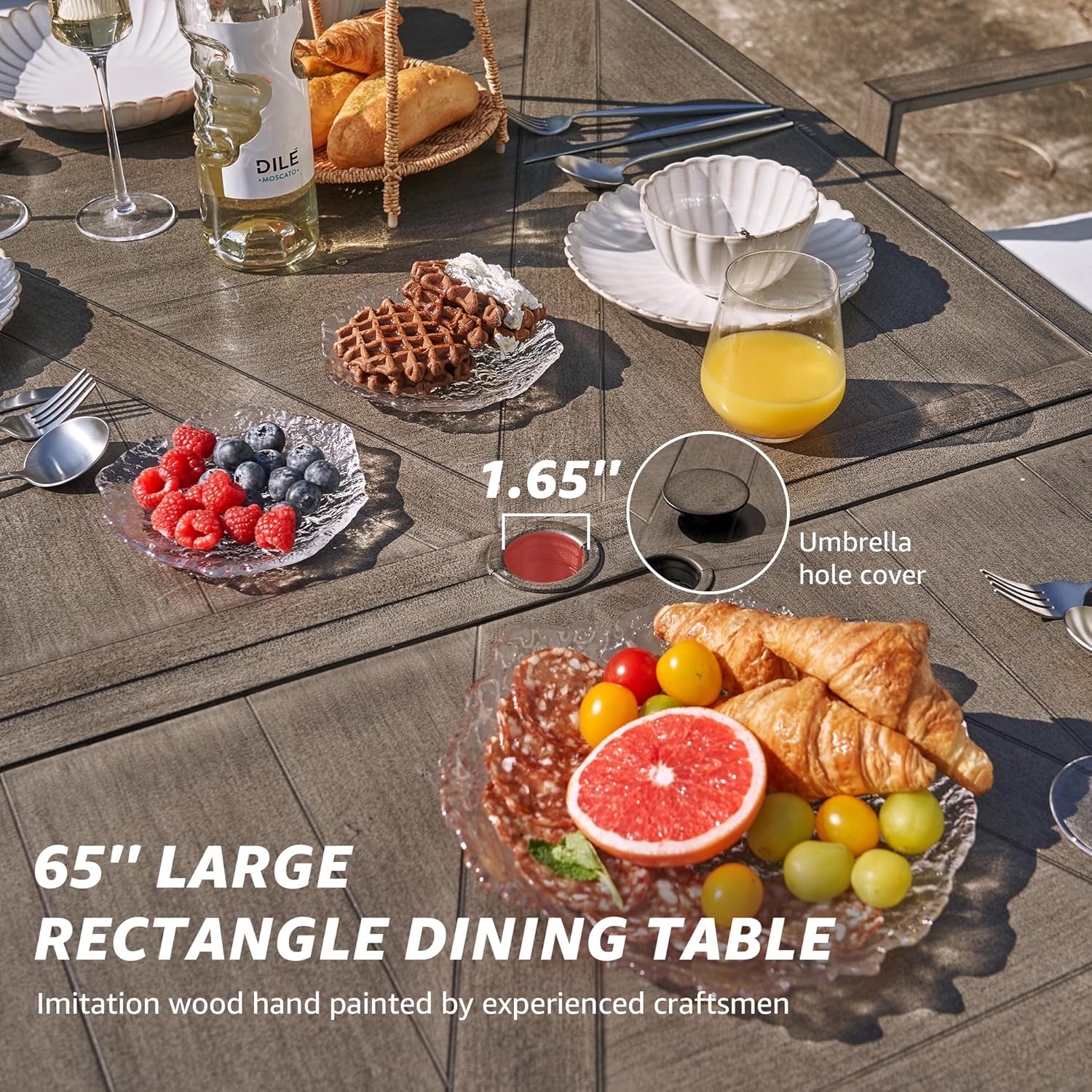 NATURAL EXPRESSIONS 5-Piece Outdoor Patio Dining Set 4pcs Patio Swivel Rocking Chairs