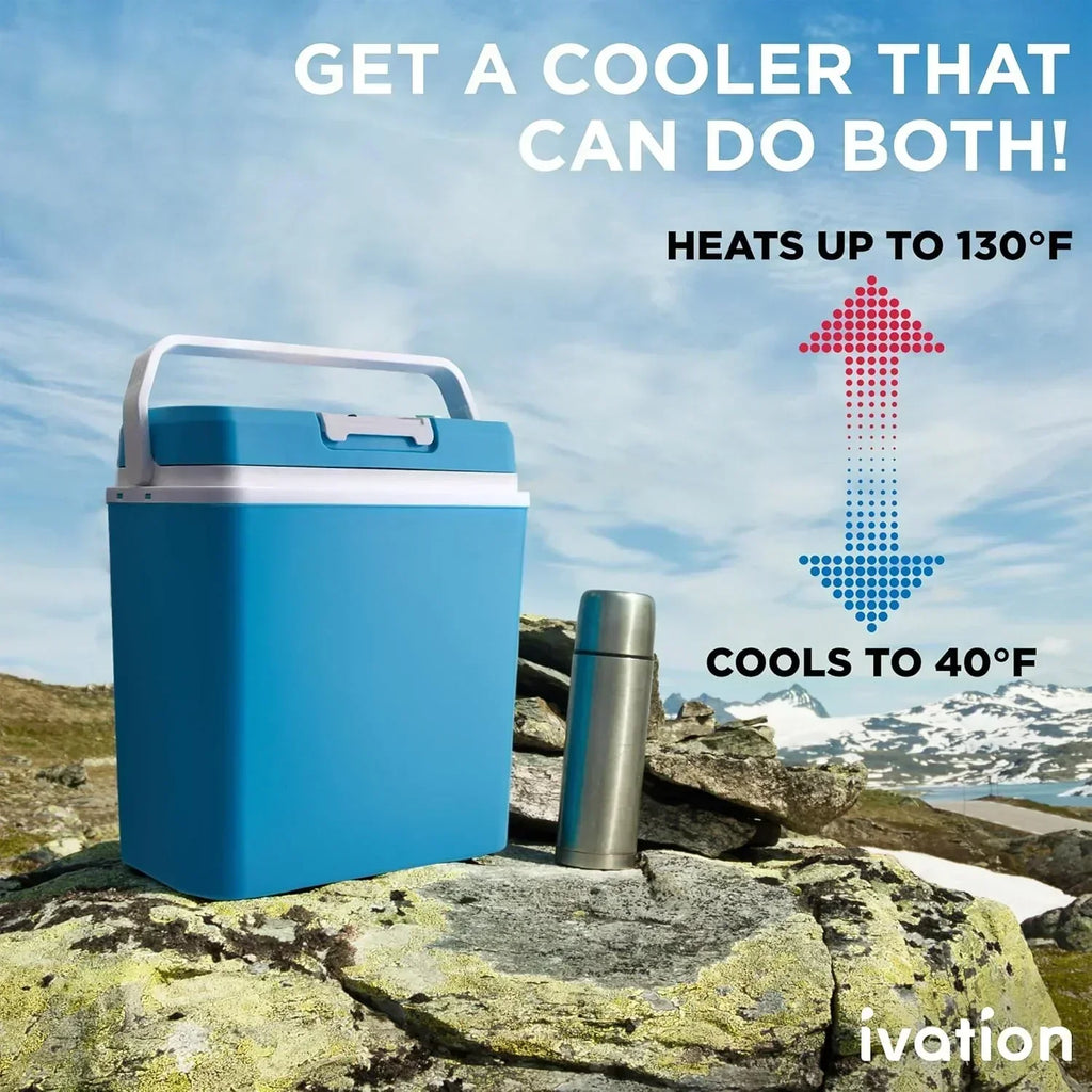 Electric Cooler & Warmer with Handle 24 L Portable Thermoelectric Fridge for Vehicles Trucks