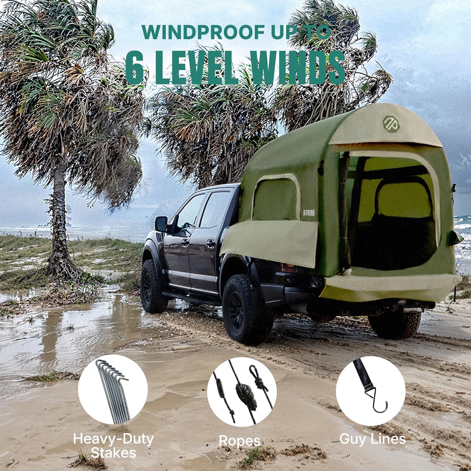 Niphean Truck Bed Tent 5.5ft-8ft for 2+1 People/Family, 2 Mins Fast Setup Inflatable Pickup Truck Tent, PU 3000mm Waterproof & High-Strength Windproof, Spacious Interior for Multi-Landscape