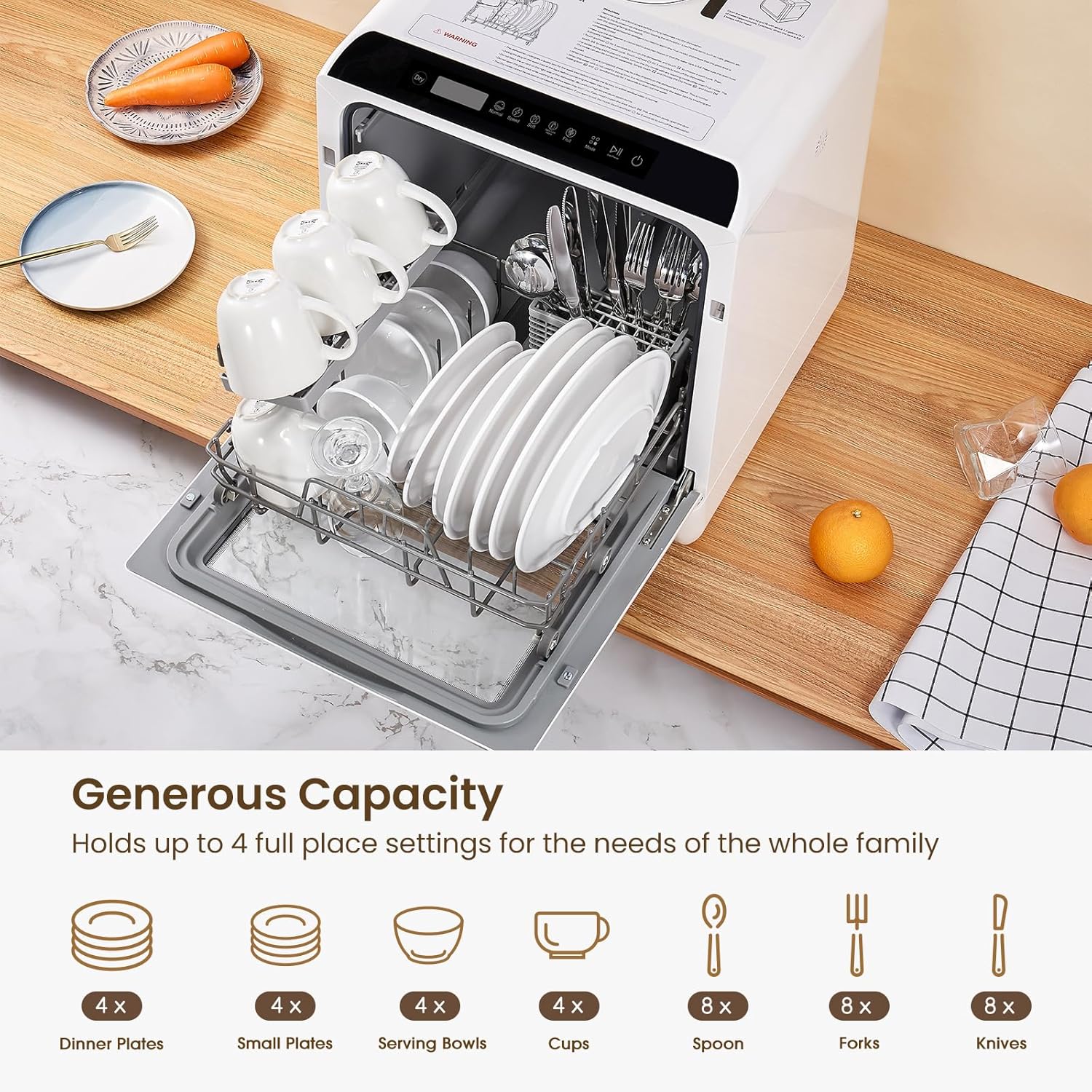 HAVA tabletop dishwasher 6-program portable dishwasher with built-in 5-liter water tank
