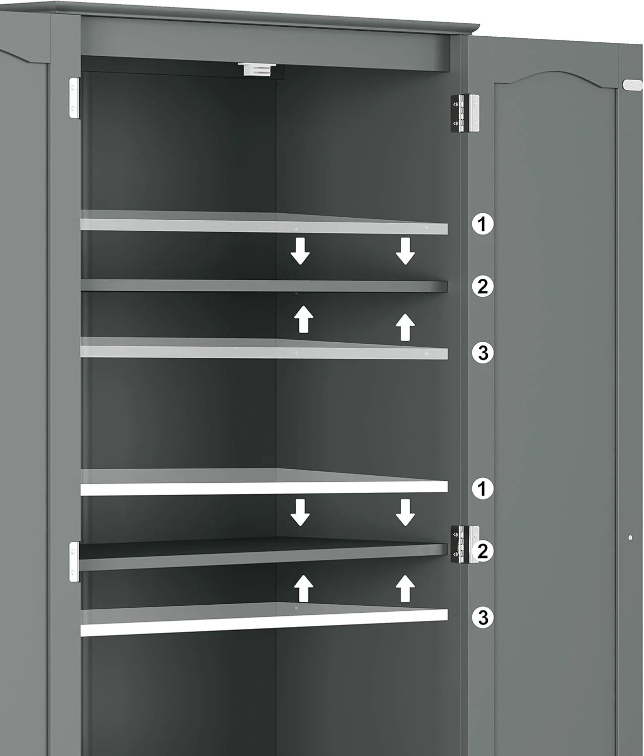 Tall Pantry Cabinet, Freestanding Storage Cabinet, Wooden Kitchen Pantry with 4 Doors and 5 Shelves, 72 Floor Cabinet Organizer