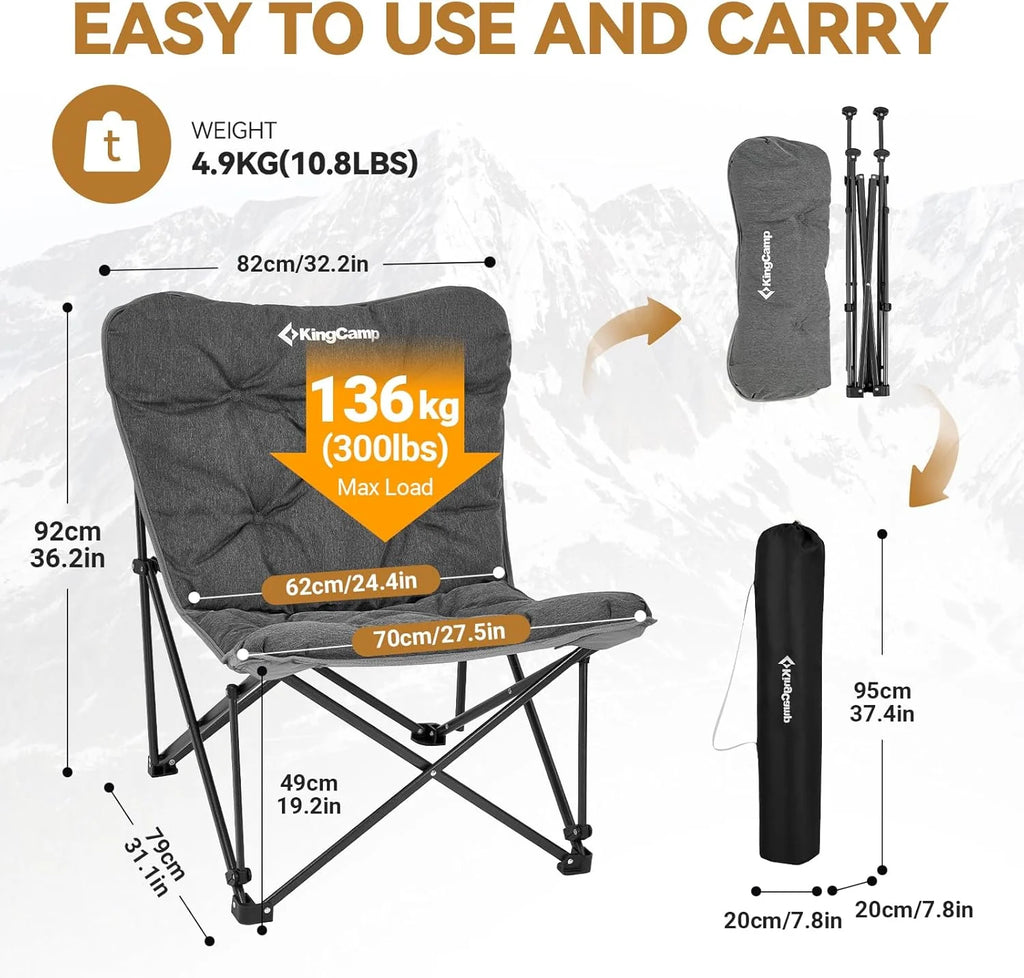 KingCamp Butterfly Chair, Oversized Thick Padded Comfy Camping Chairs Portable Folding Chair 400lbs Heavy Duty Seat with High Backrest & Carry Bag for Outdoor Indoor Patio Lawn Home Living Bed Room