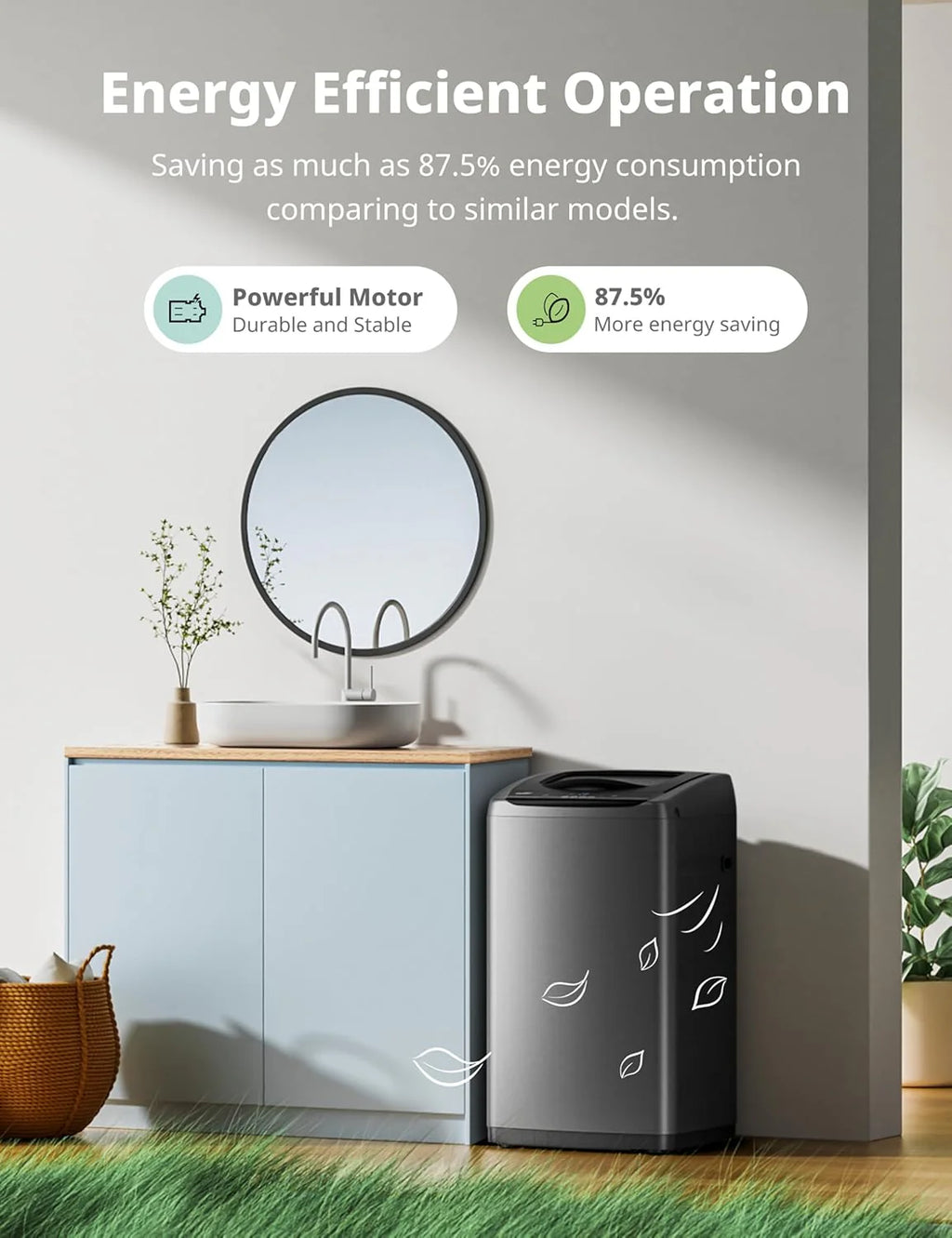 Comfee Portable Washing Machine 0.9 Cubic Feet Compact Washing Machine with LED Display 2 Built-in Drums Space Saving Fully Automatic Washing Machine