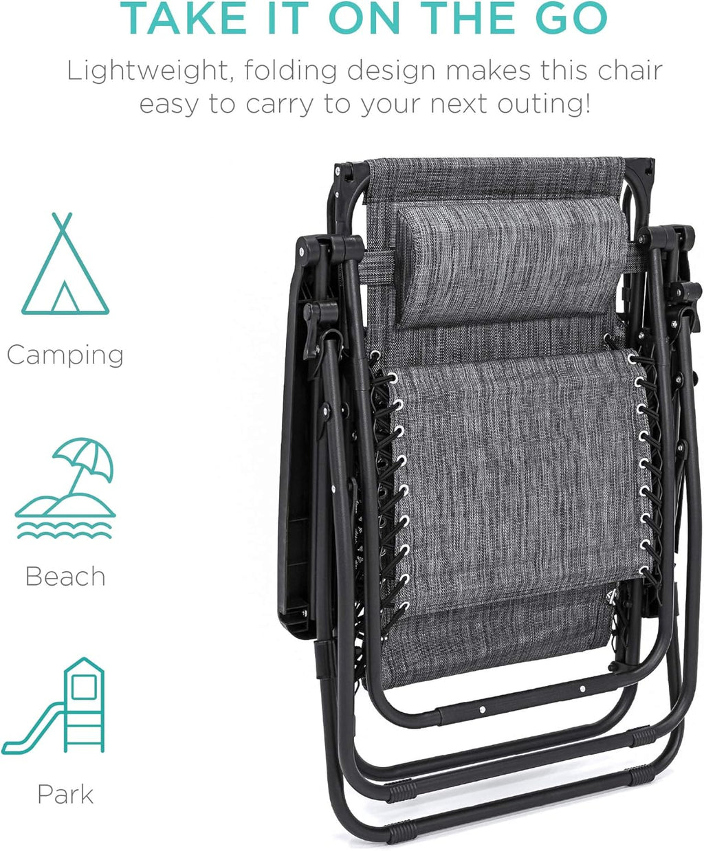 Best Choice Products Folding Zero Gravity Recliner Patio Lounge Chair Adjustable Canopy Shade