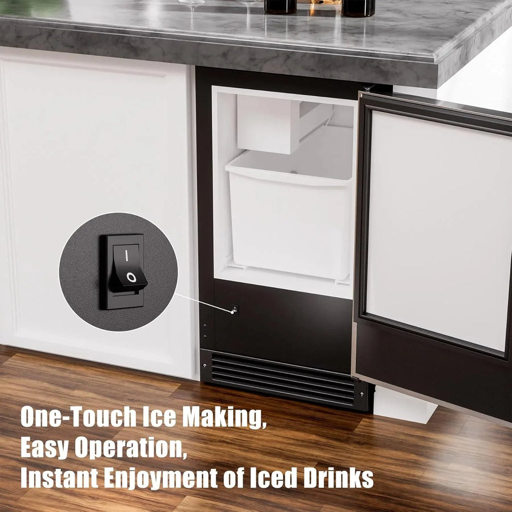 COTLIN 15 W Drainless Under Counter Ice Maker with 22LBS Storage Bin, Crescent Ice, Free Standing Built-in Ice Maker for Residential Commercial Use, No Drain Required, ETL Approved, 2025 Upgraded