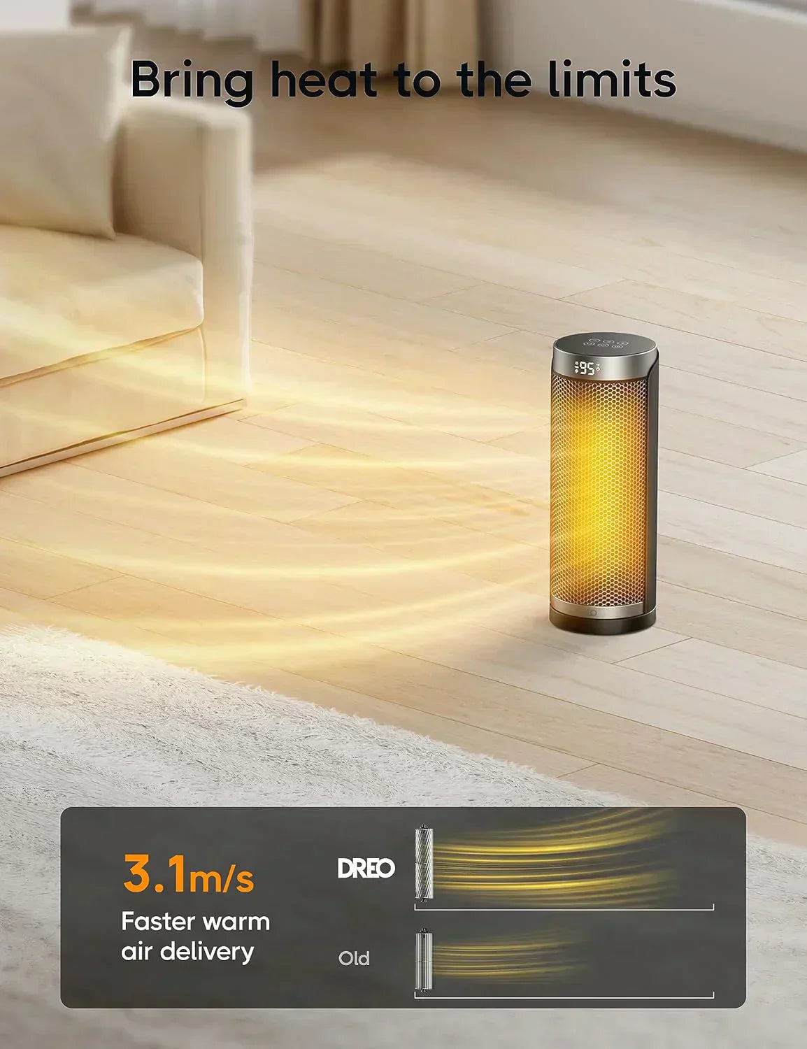 Space Heater 1500W Electric Indoor Heater with Thermostat Quiet Portable Heater