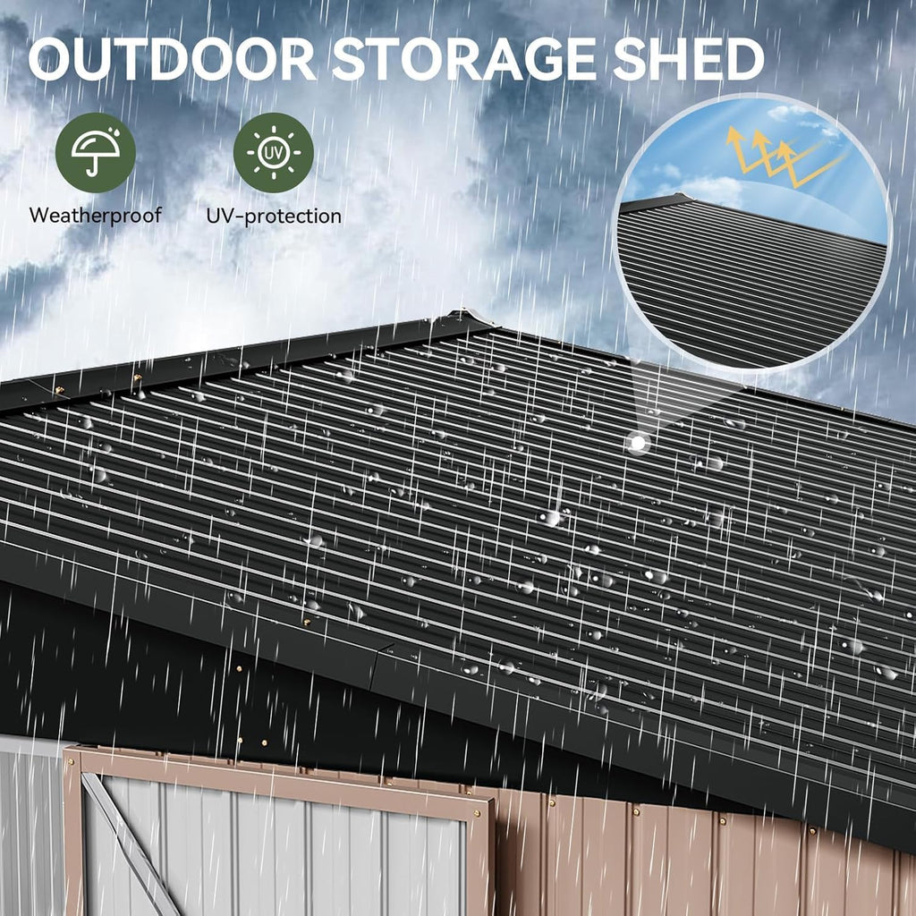 Aoxun 12x10 FT Shed Metal Outdoor Waterproof Storage Shed Steel Utility Garden Tool Shed