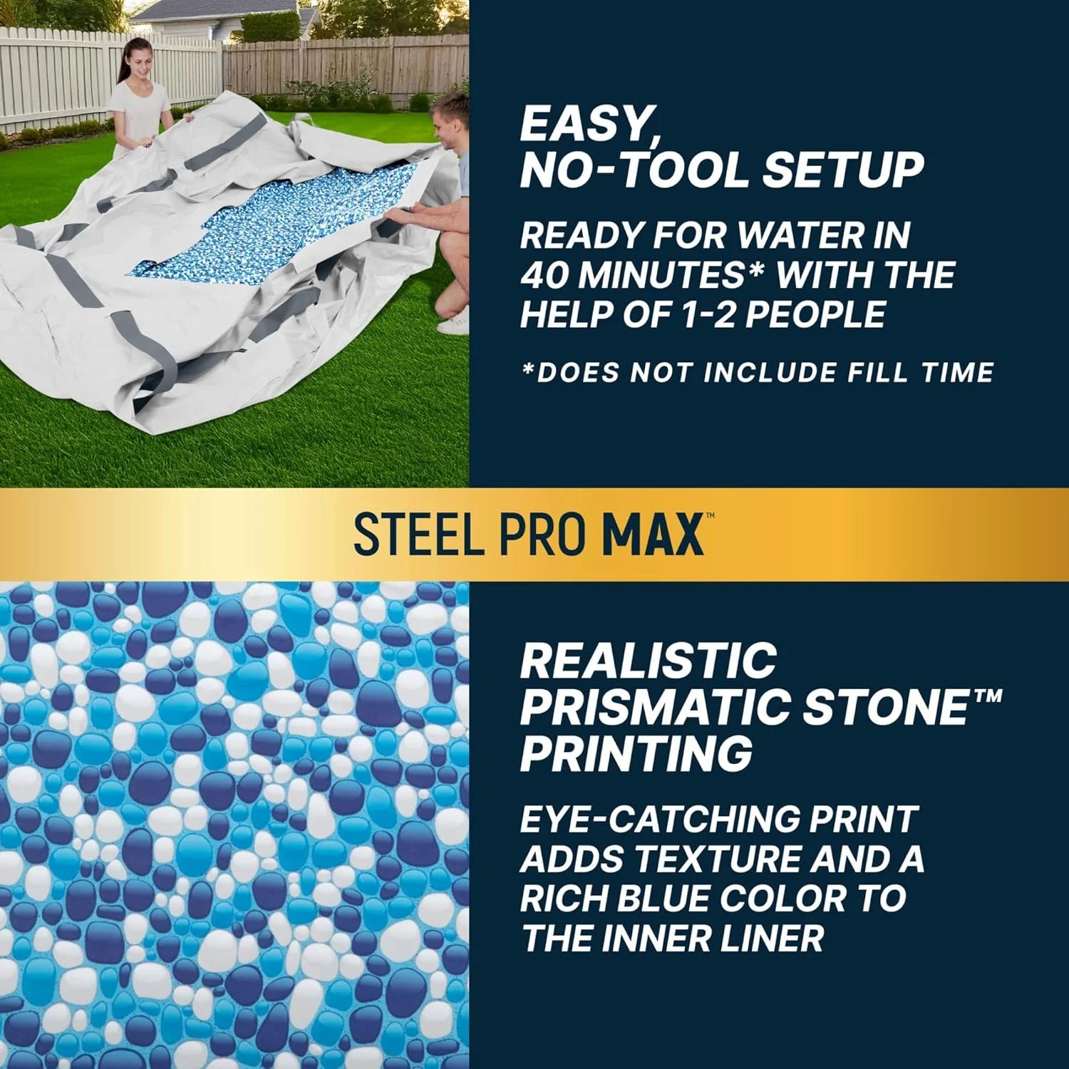Steel Pro MAX 14 Foot x 48 Inch Round Metal Frame Above Ground Outdoor Swimming Pool Set with 1,000 Filter Pump, Ladder, and Cover, Gray