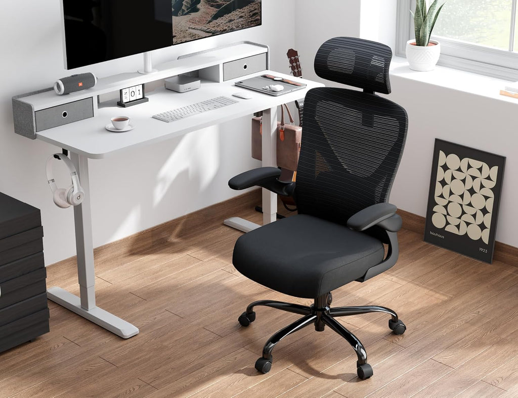 Office computer desk and chair gaming chair with lumbar support and headrest