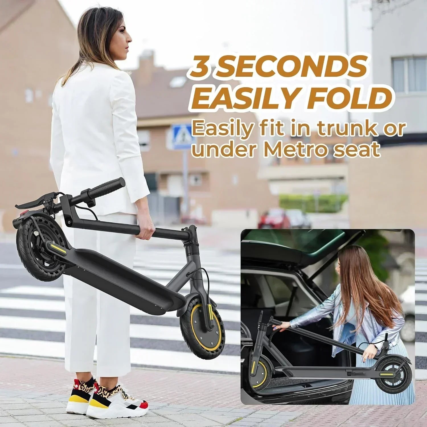 Electric Scooter 350W/500W Motor Top Speed 19/22 mph Max 16/23/28Miles Ranges Foldable E Scooter