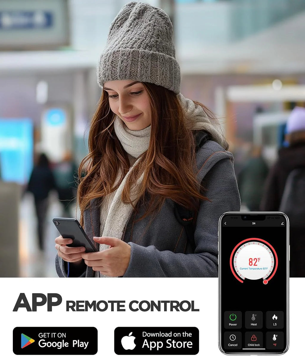 50 Smart Electric Fireplace 5300 BTU Heat Output, Ultra-Slim Wall-Mount or Built-In Electric Fireplace