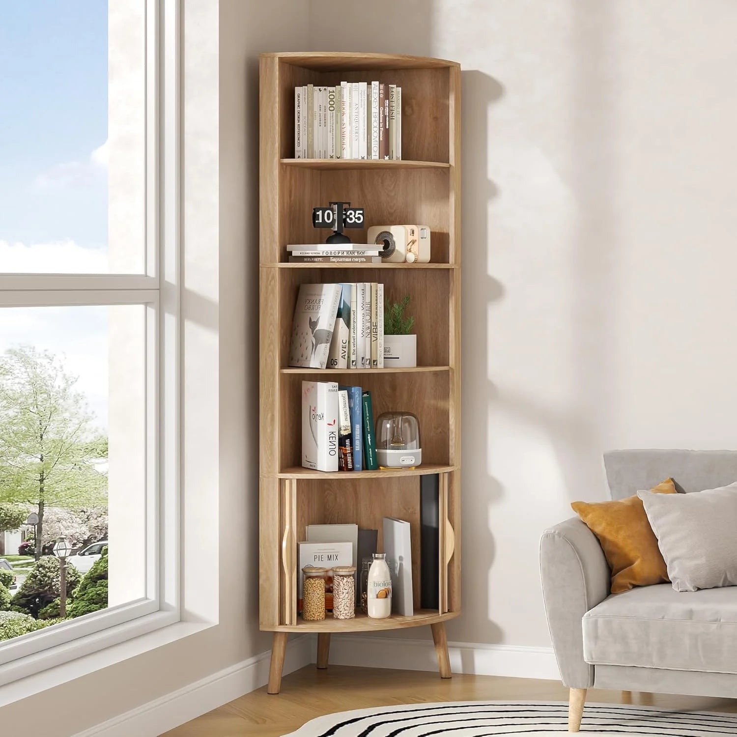 Corner Cabinet, 66.73'' Tall Modern Corner Bathroom Storage Cabinet