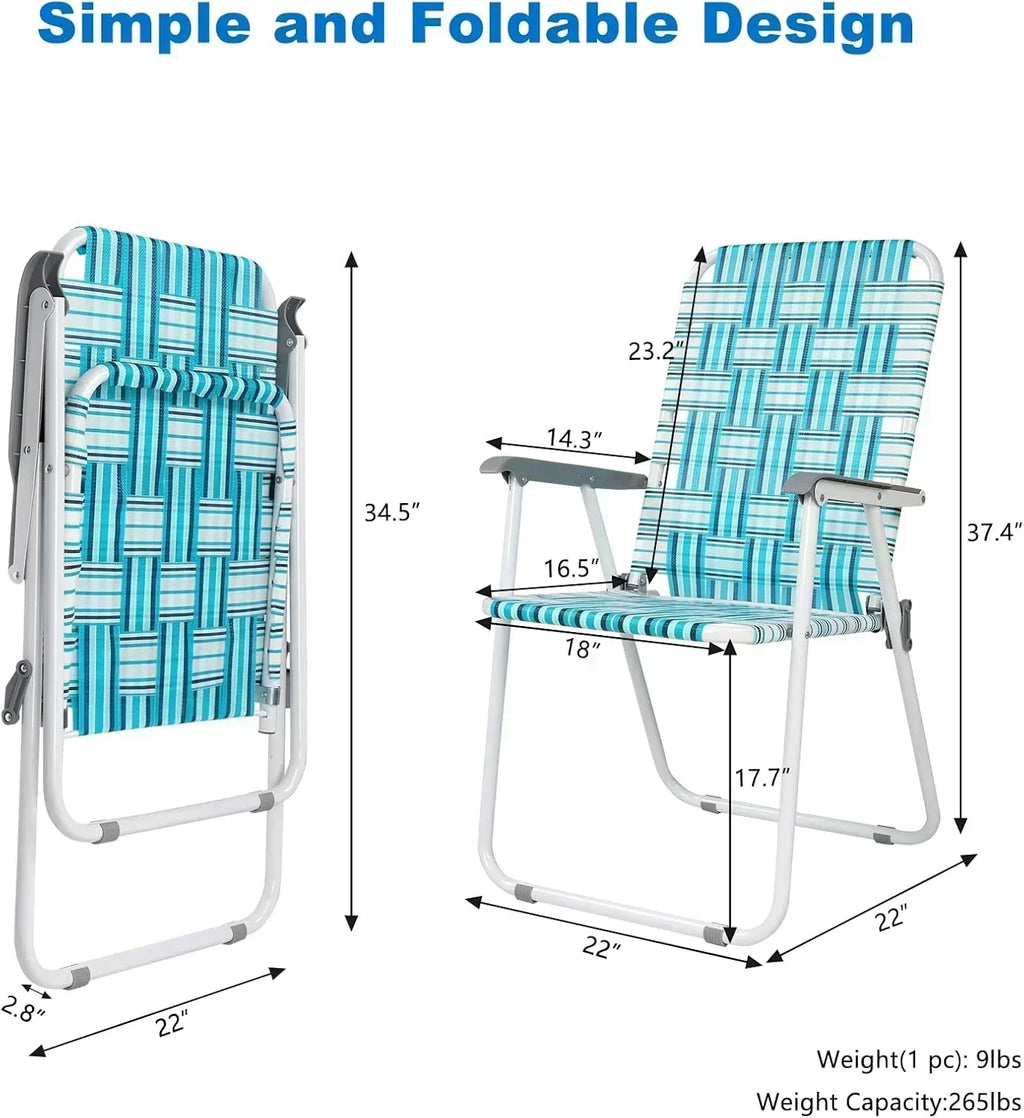 VINGLI Patio Lawn Webbed Folding Chairs Set of 2 Outdoor Beach Portable Lawn Chair