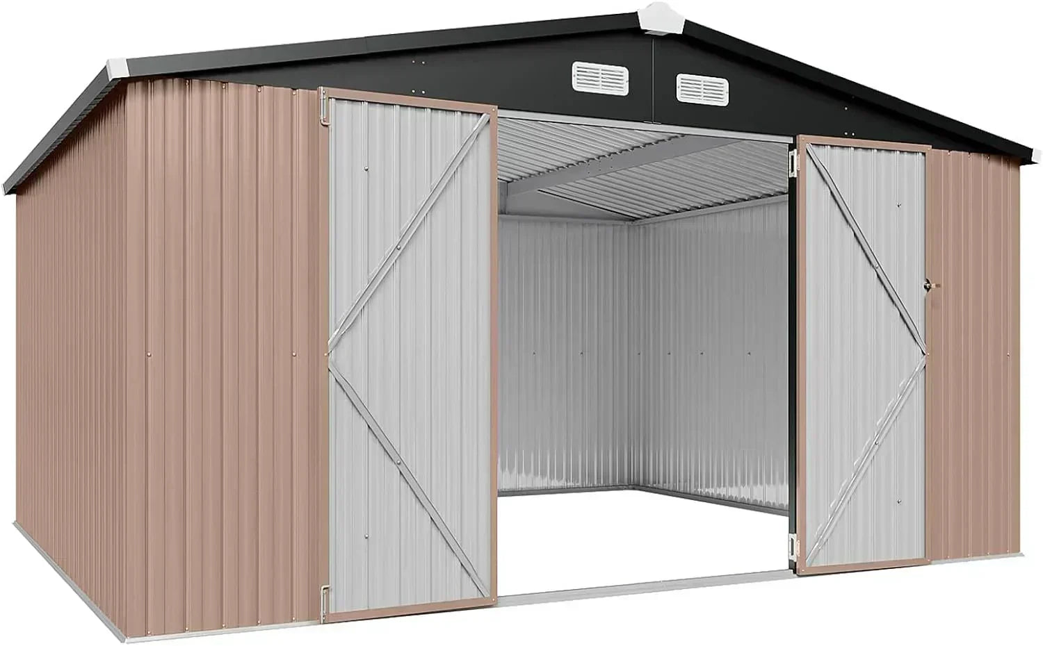 Aoxun 12x10 FT Shed Metal Outdoor Waterproof Storage Shed Steel Utility Garden Tool Shed