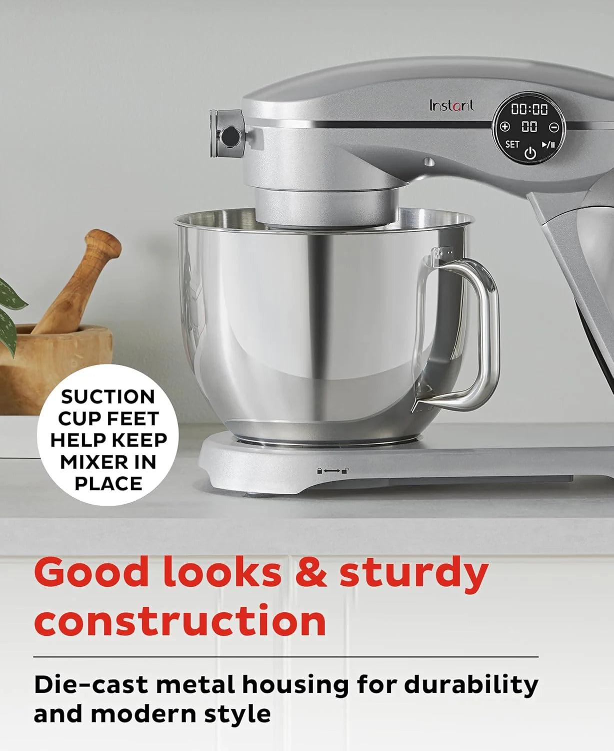 Instant Pot Instant Stand Mixer Pro 600W 10-Speed Electric Mixer with Digital Interface,7.4-Qt Stainless Steel Bowl,Dishwasher Safe Whisk,Dough Hook and Mixing Paddle