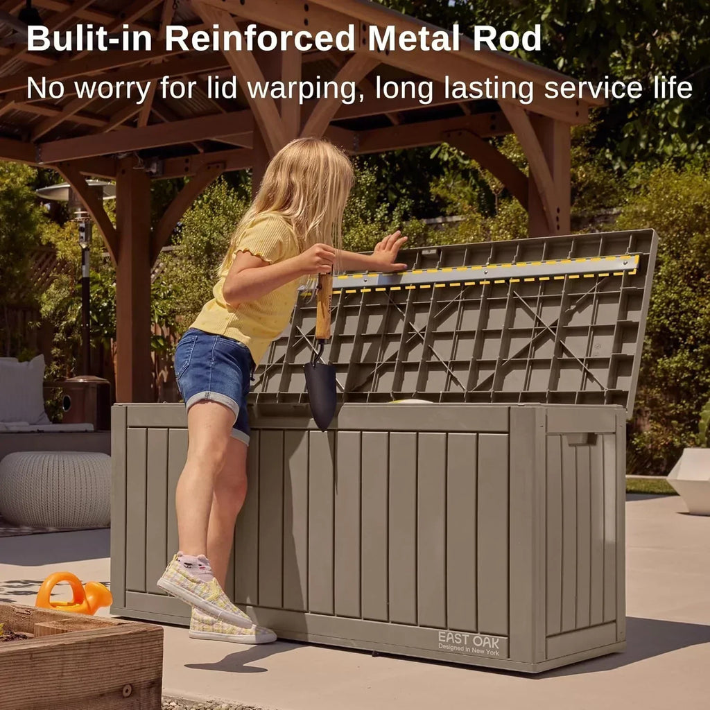 EAST OAK Outdoor Storage Box 60 Gallon Deck Box Indoor and Outdoor Use Waterproof Resin Storage